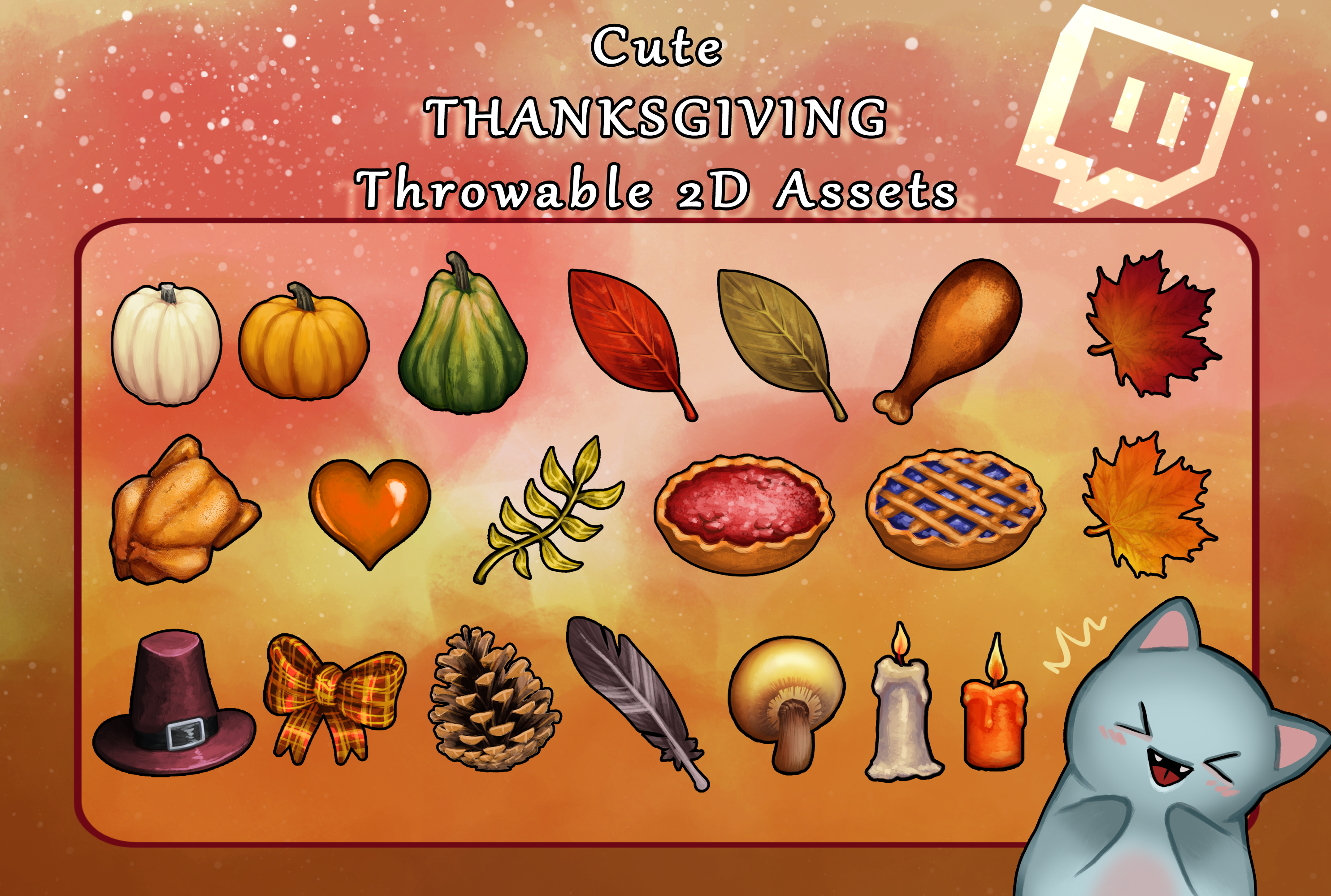 Cute Thanksgiving Throwable 2D Assets