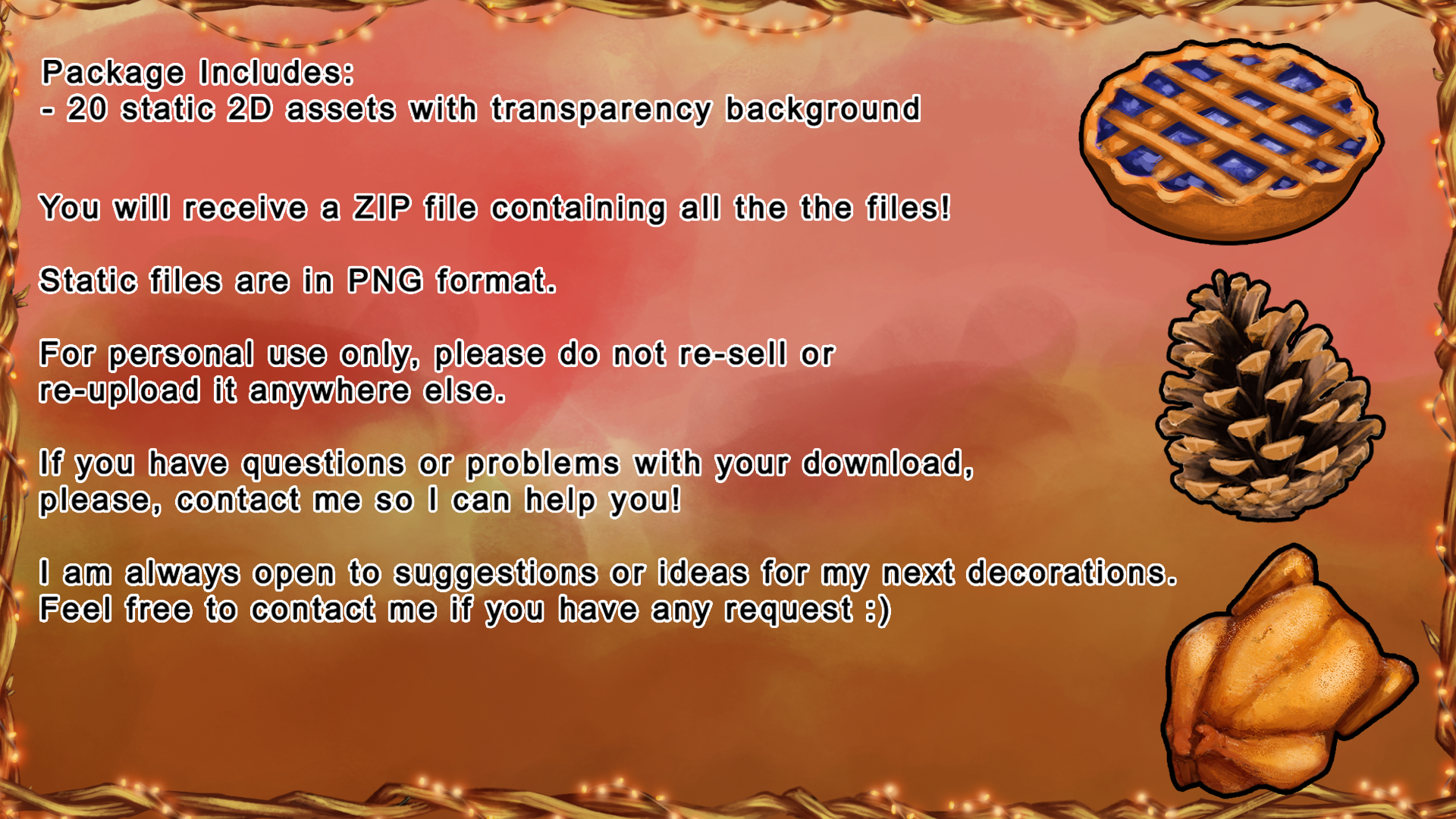 Cute Thanksgiving Throwable 2D Assets