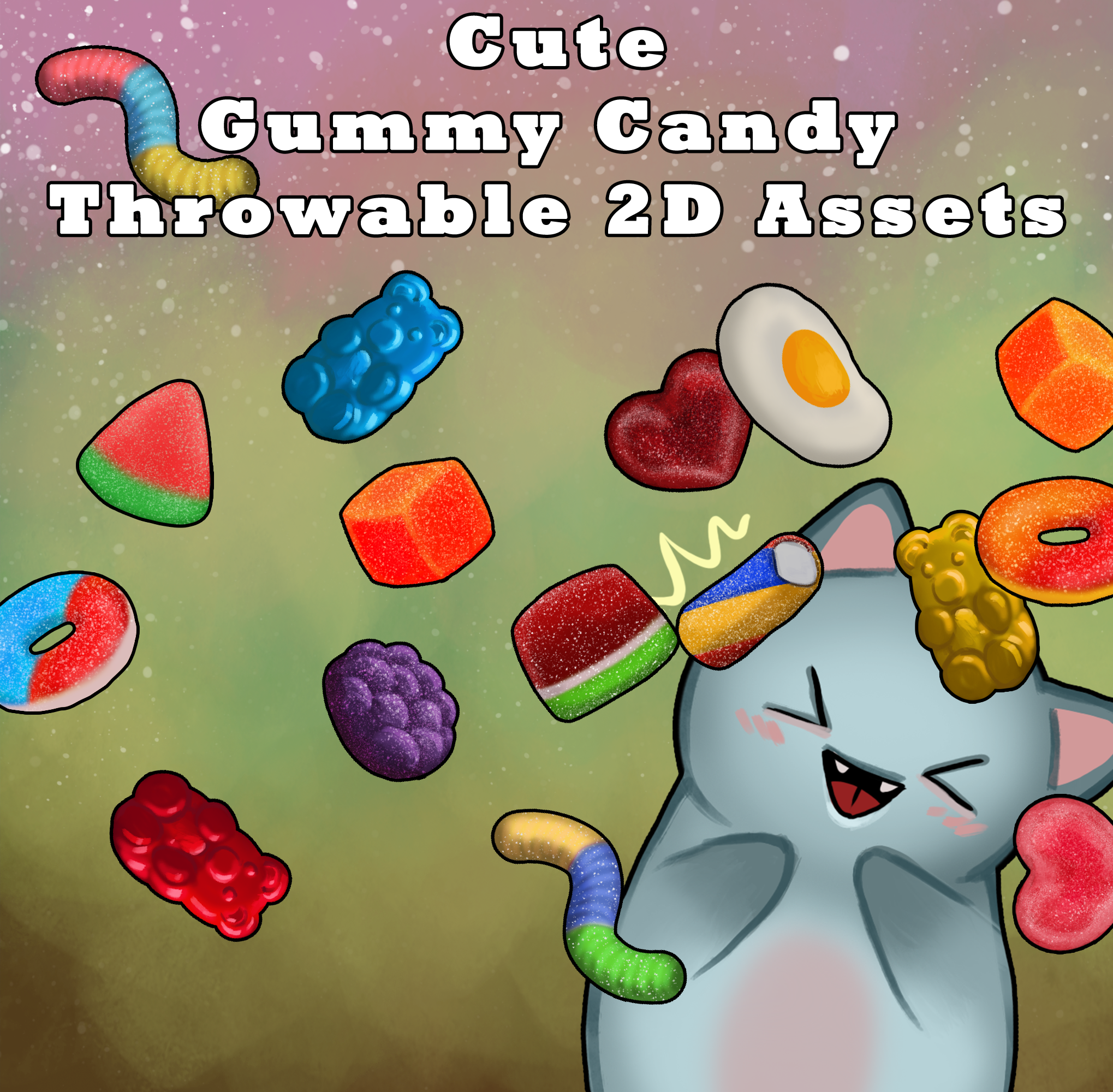 Cute Gummy Candy Throwable 2D Assets