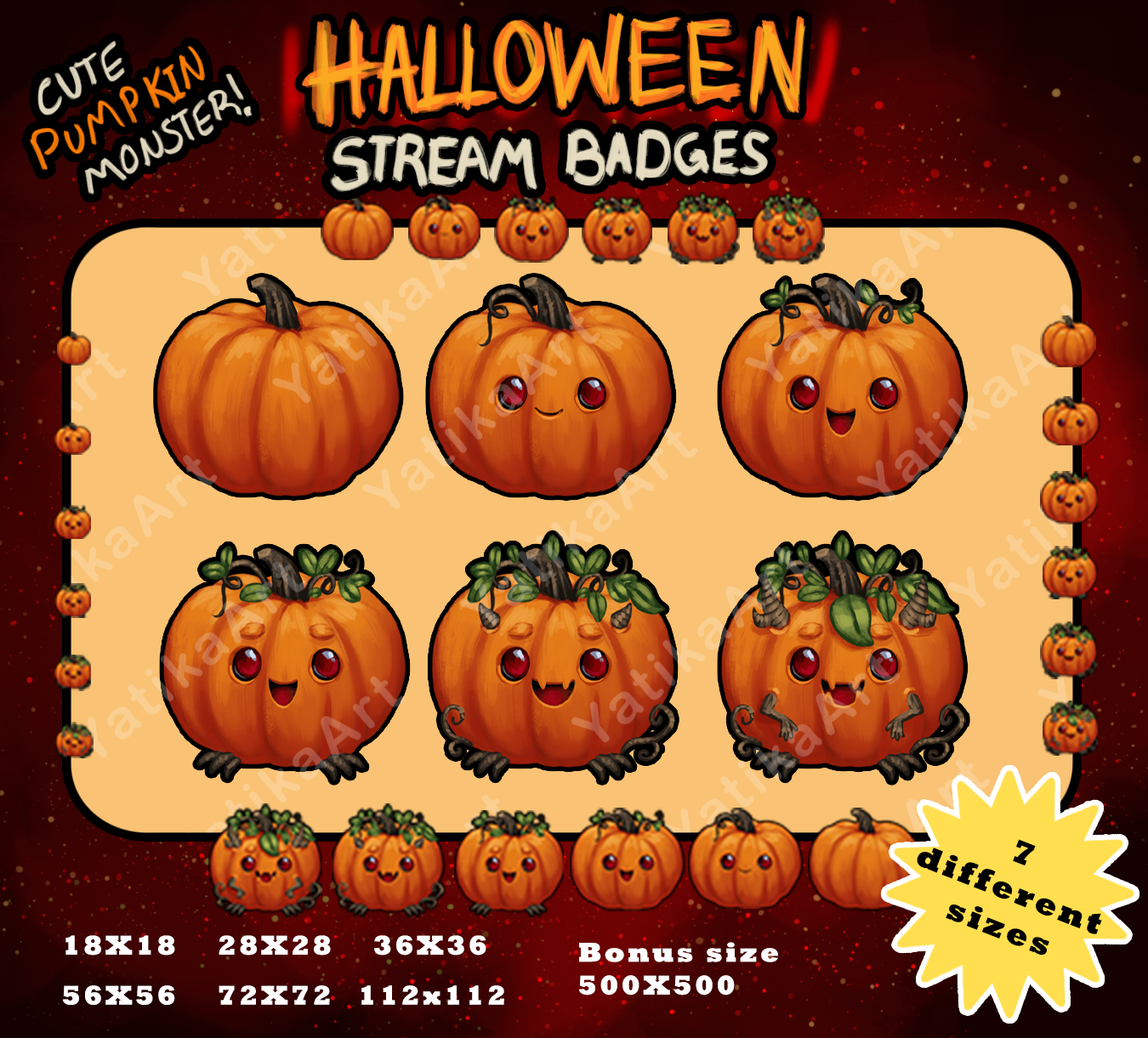 Halloween Stream Pumpkin Monster Badges