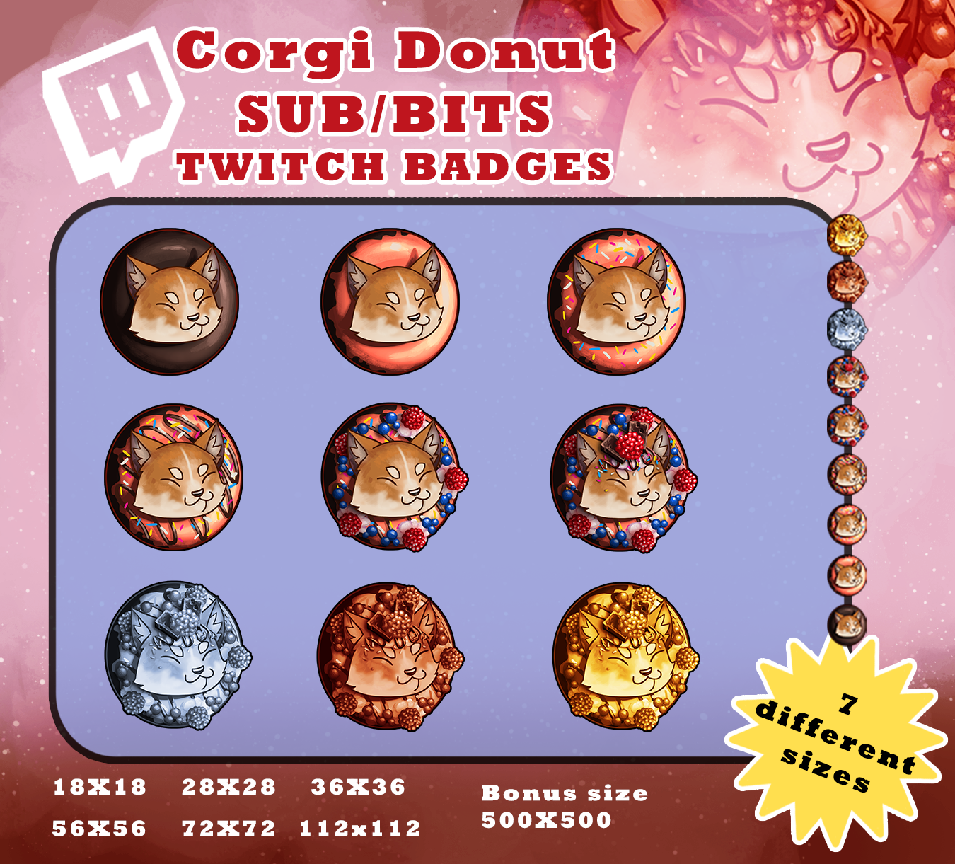 Corgi Donut Twitch Badges