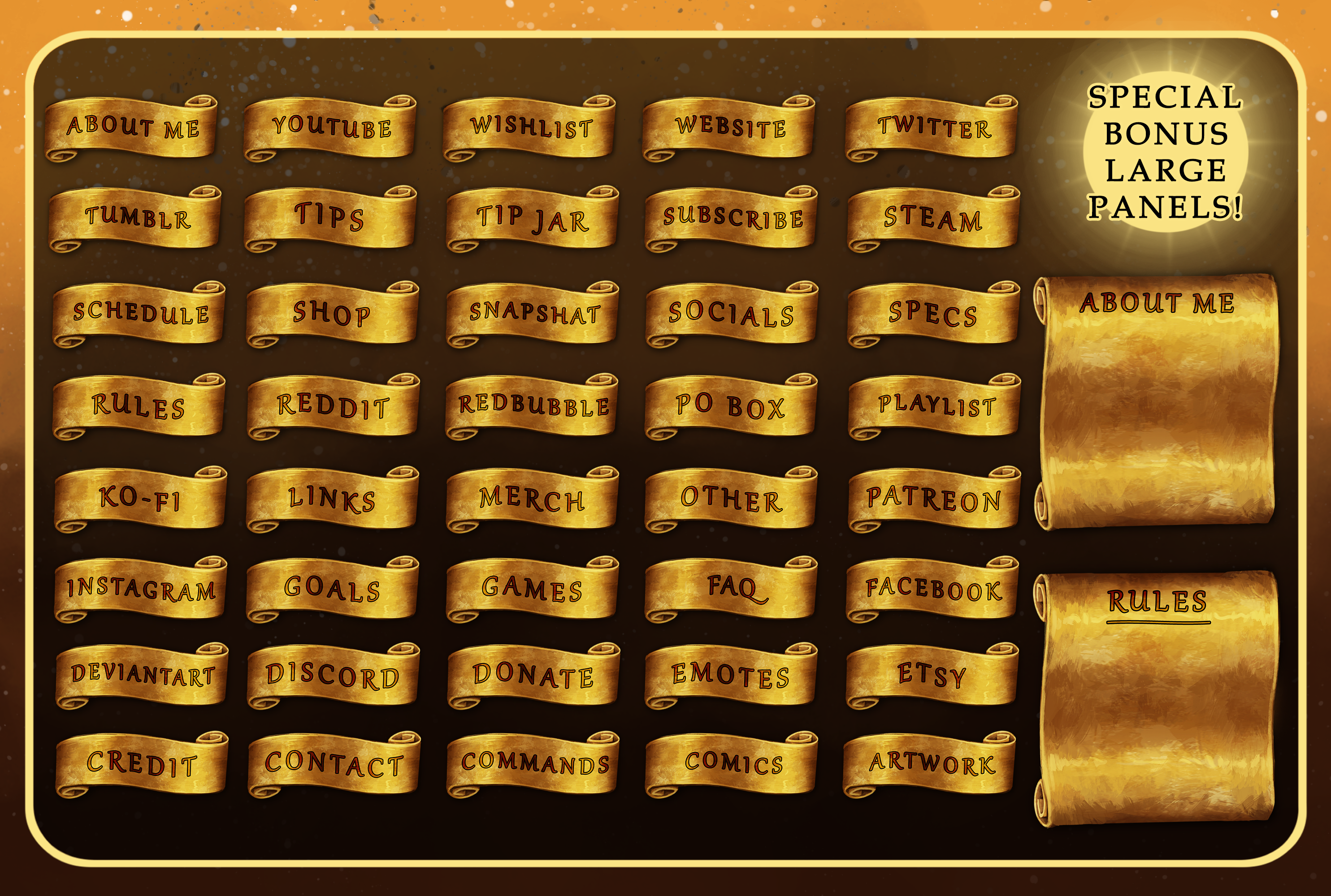 42 Stream Panels - Golden Parchment