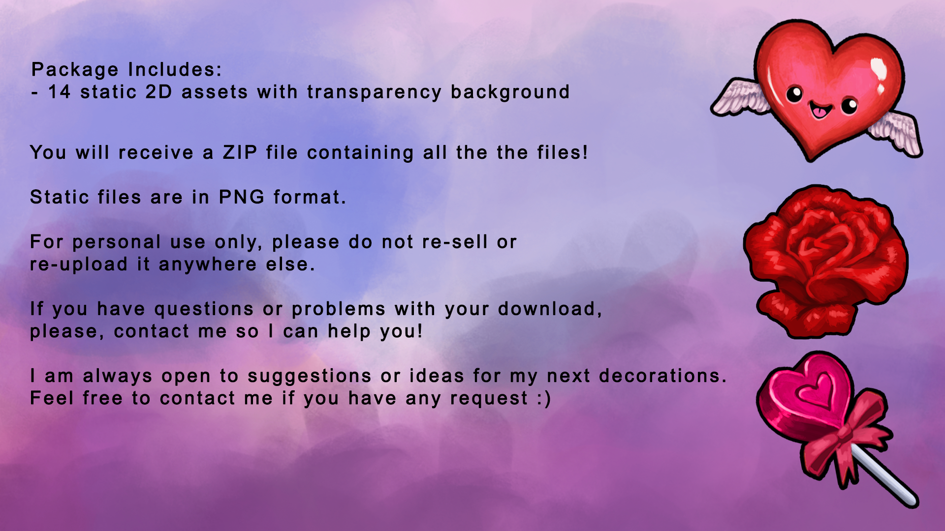 Valentine's Day Throwable 2D Assets