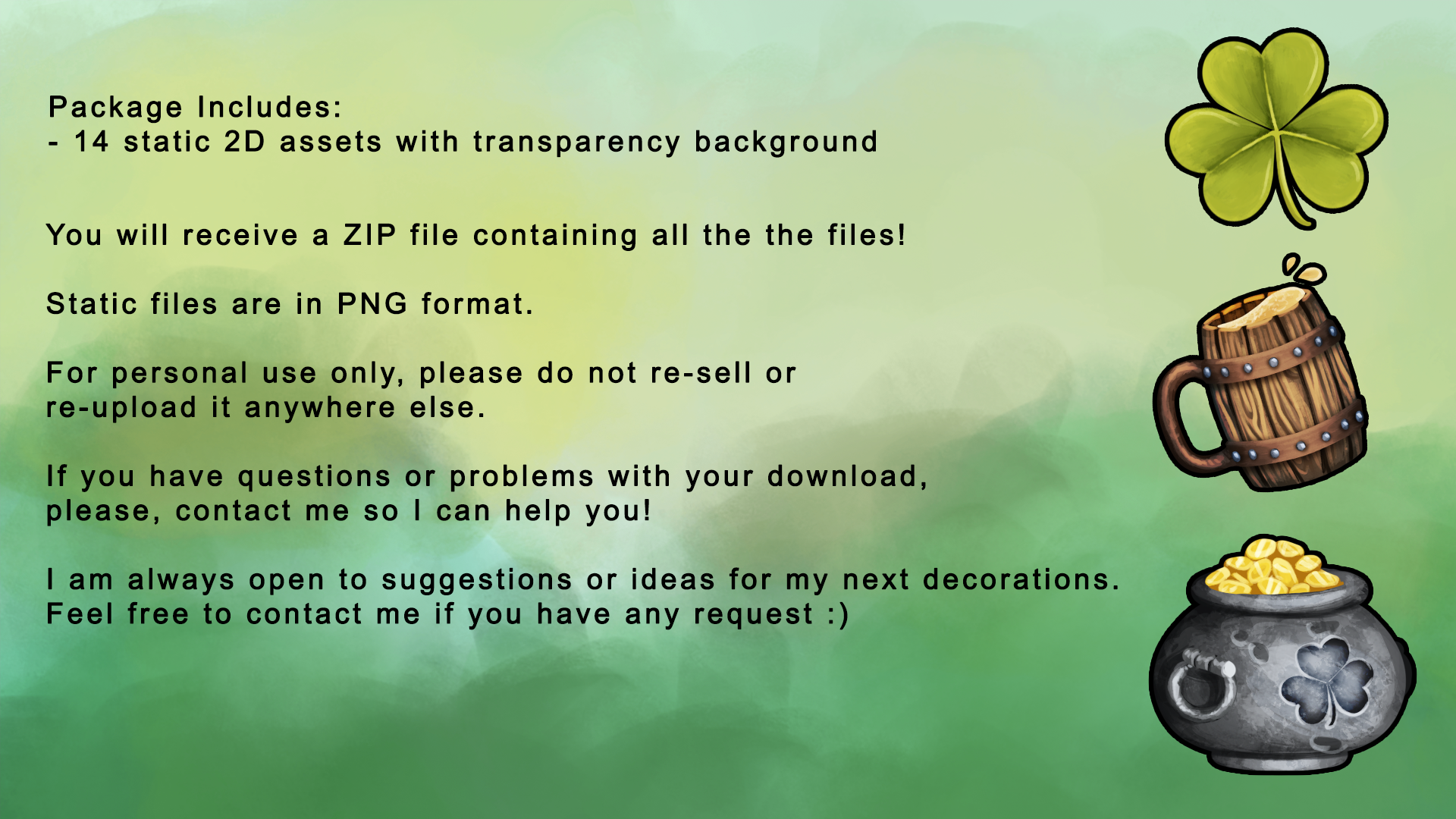 Cute St. Patrick's Day Throwable 2D Assets