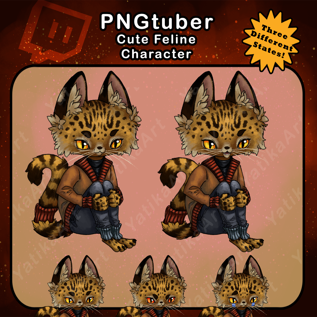 PNGtuber Cute Feline Character