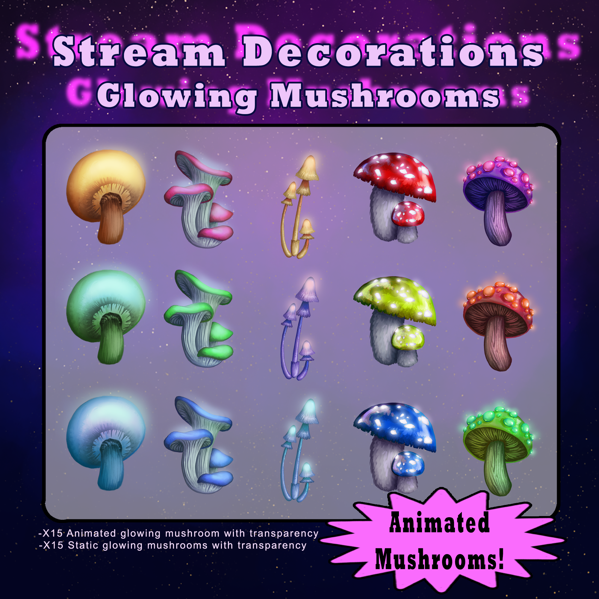 Glowing Mushroom Stream Decorations
