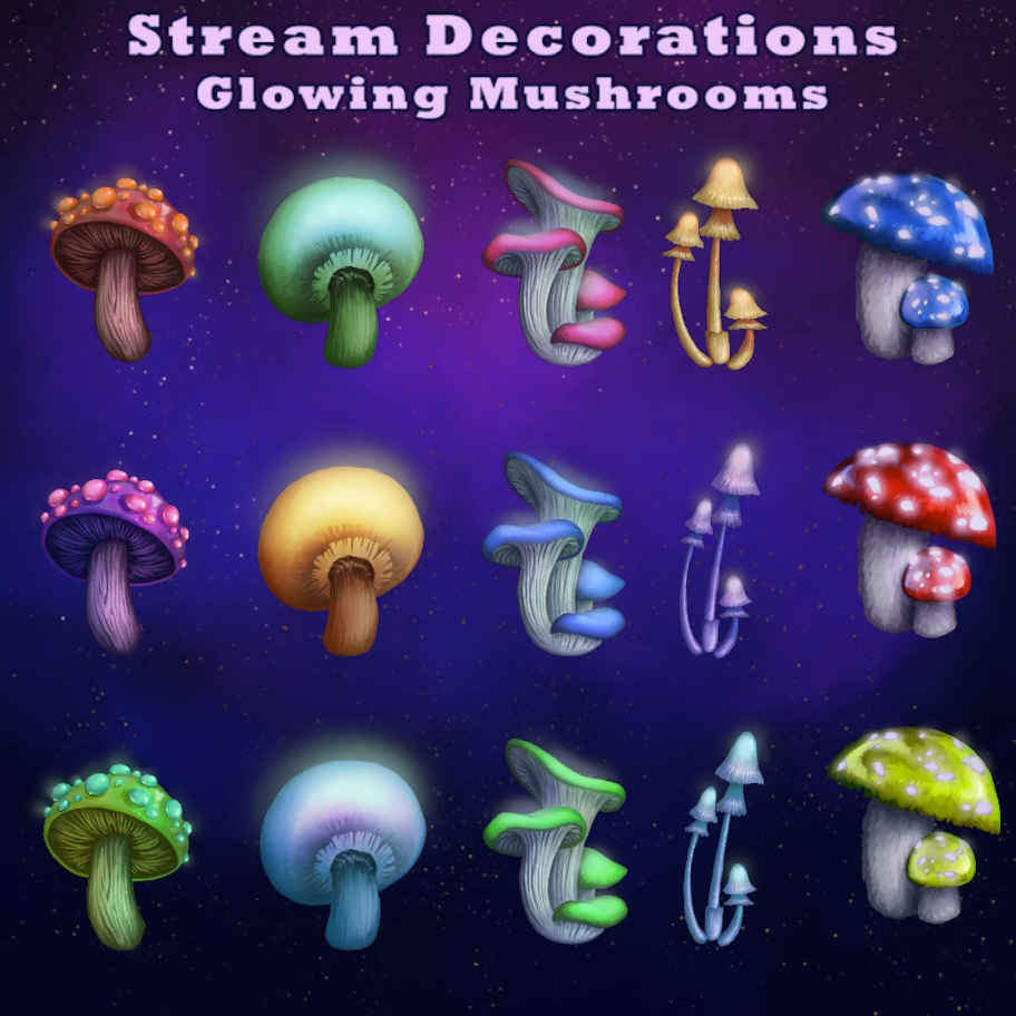 Glowing Mushroom Stream Decorations