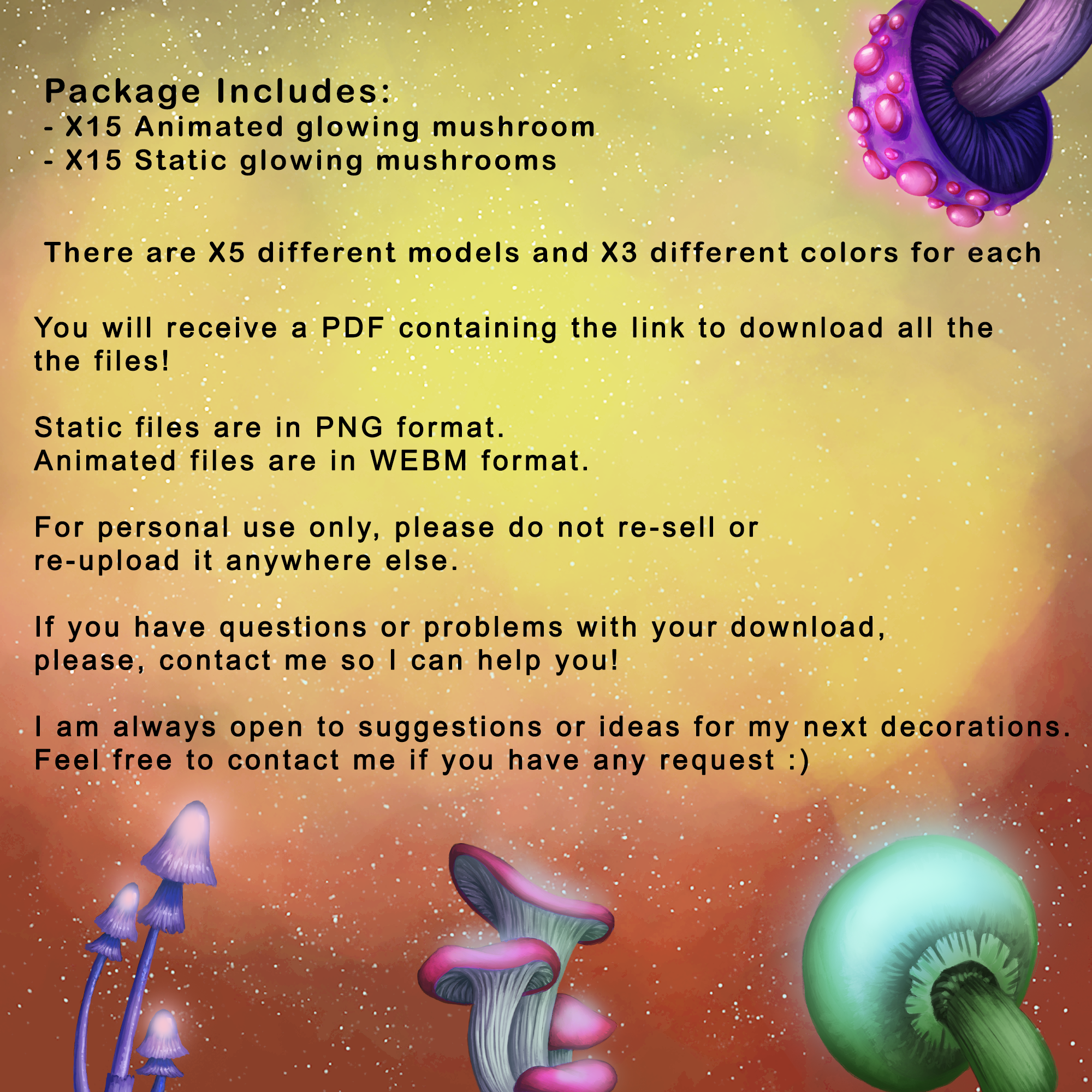 Glowing Mushroom Stream Decorations