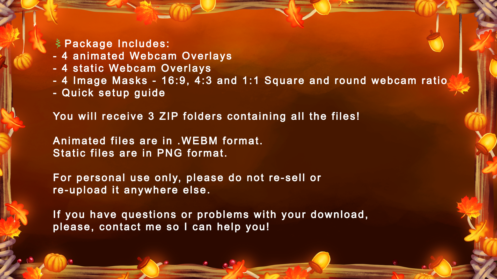 Animated Fall/Halloween Webcam Border Pack