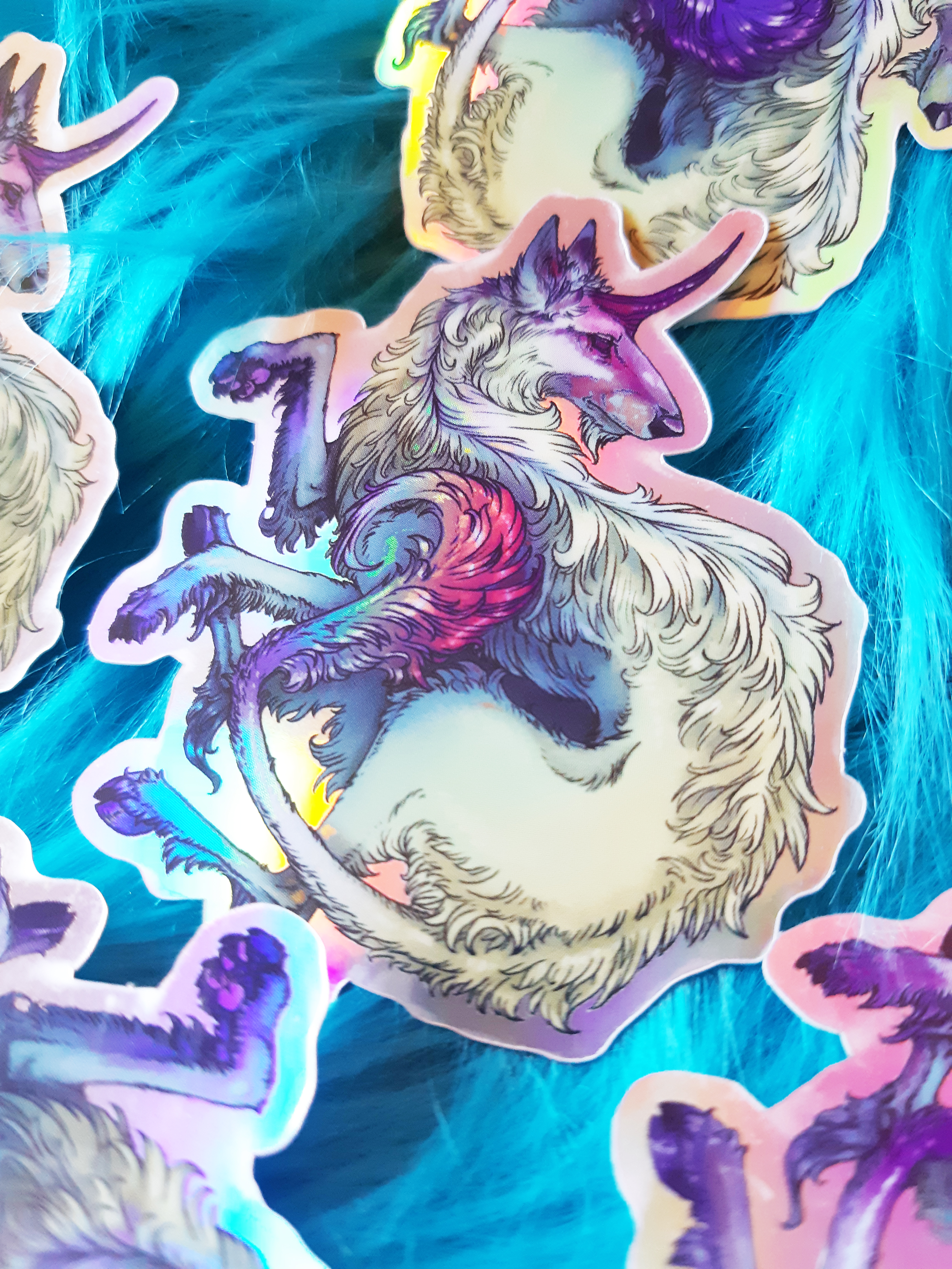 Holographic Borzoi Unicorn Sticker
