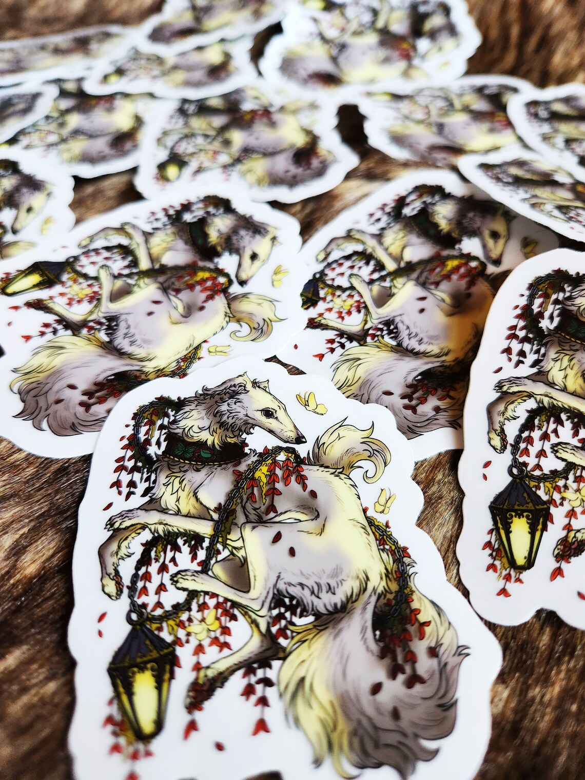 Borzoi & Lantern Clear Vinyl Sticker