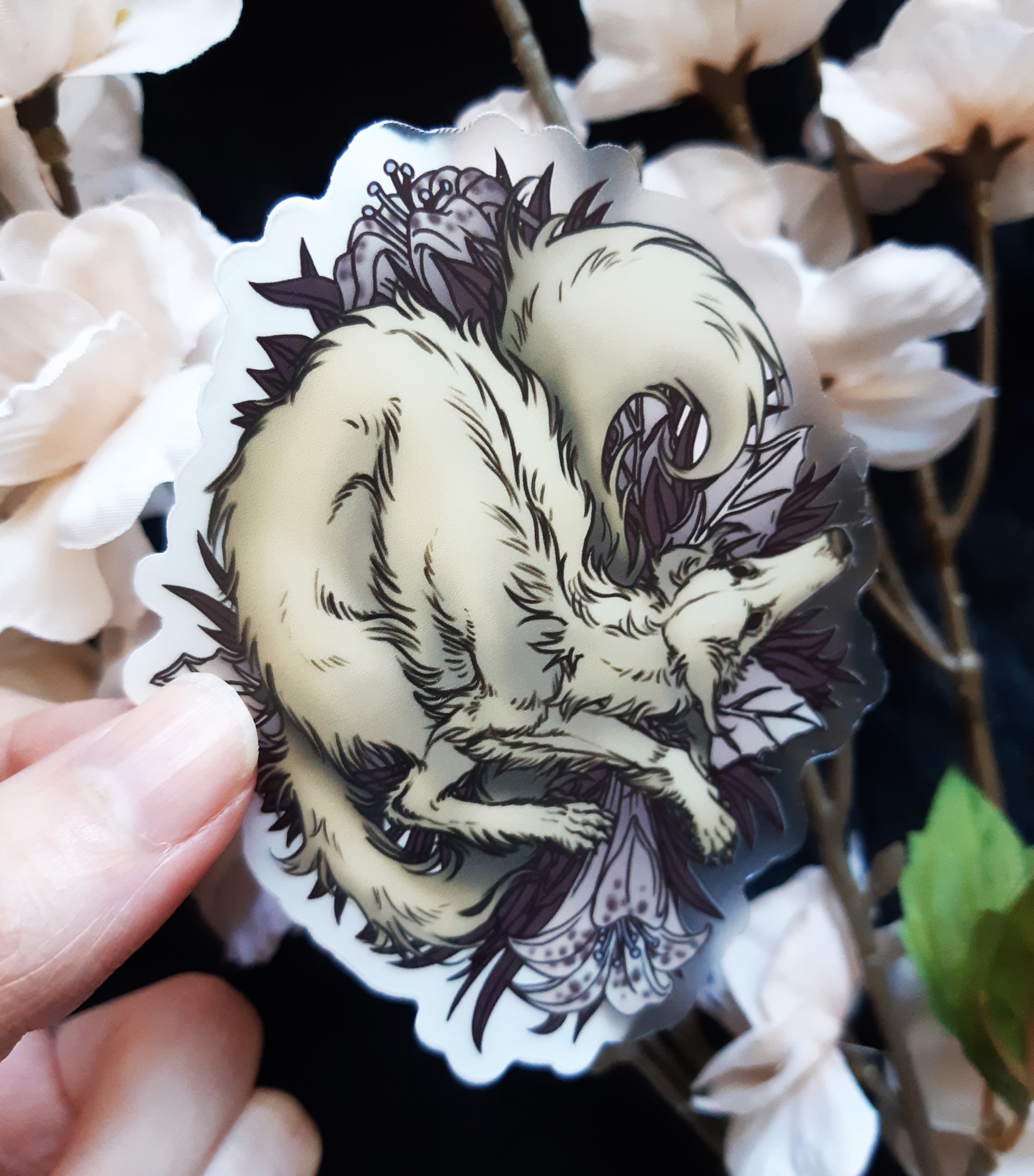 Borzoi Borzoi With Flowers Clear Vinyl Sticker