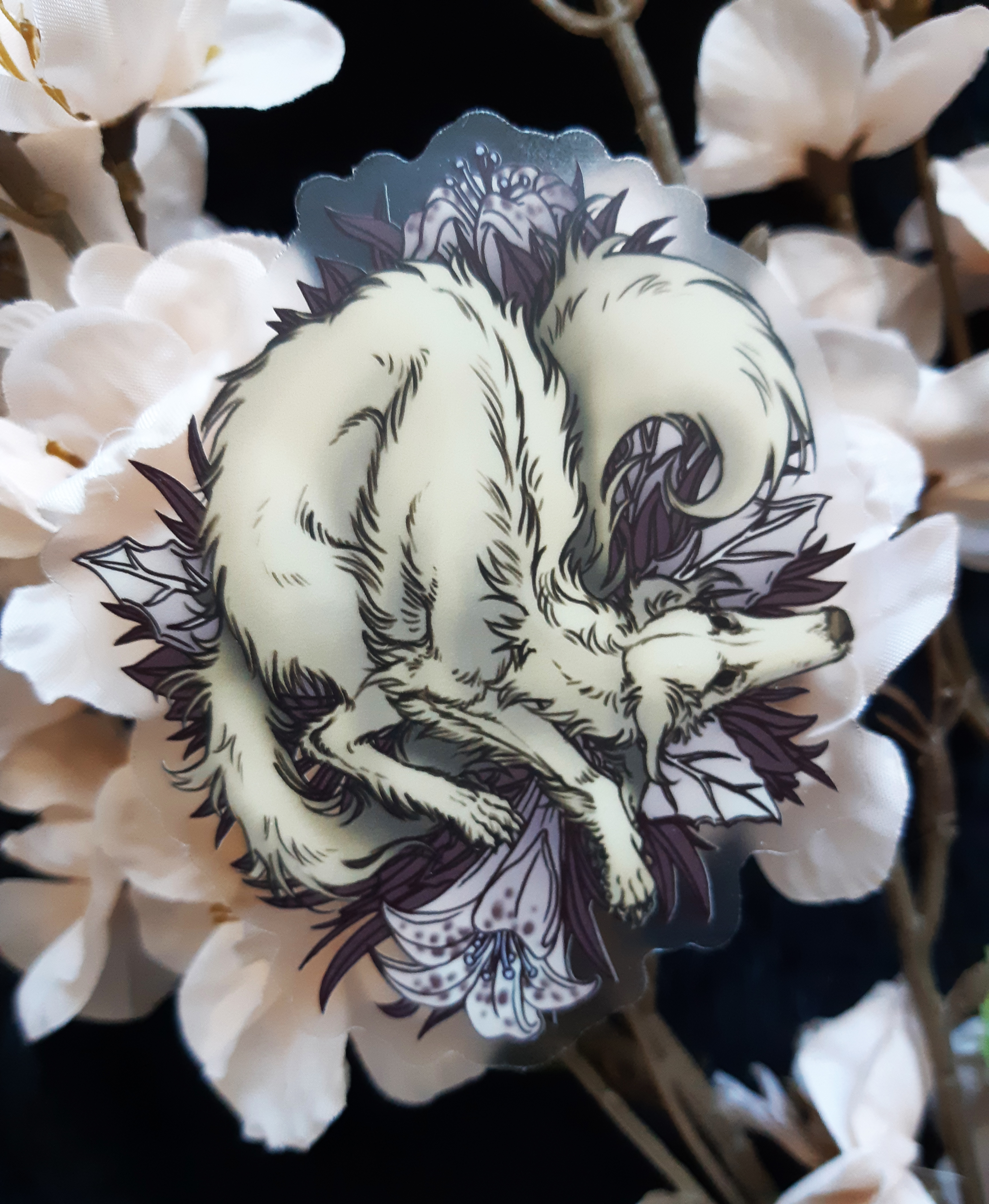 Borzoi Borzoi With Flowers Clear Vinyl Sticker
