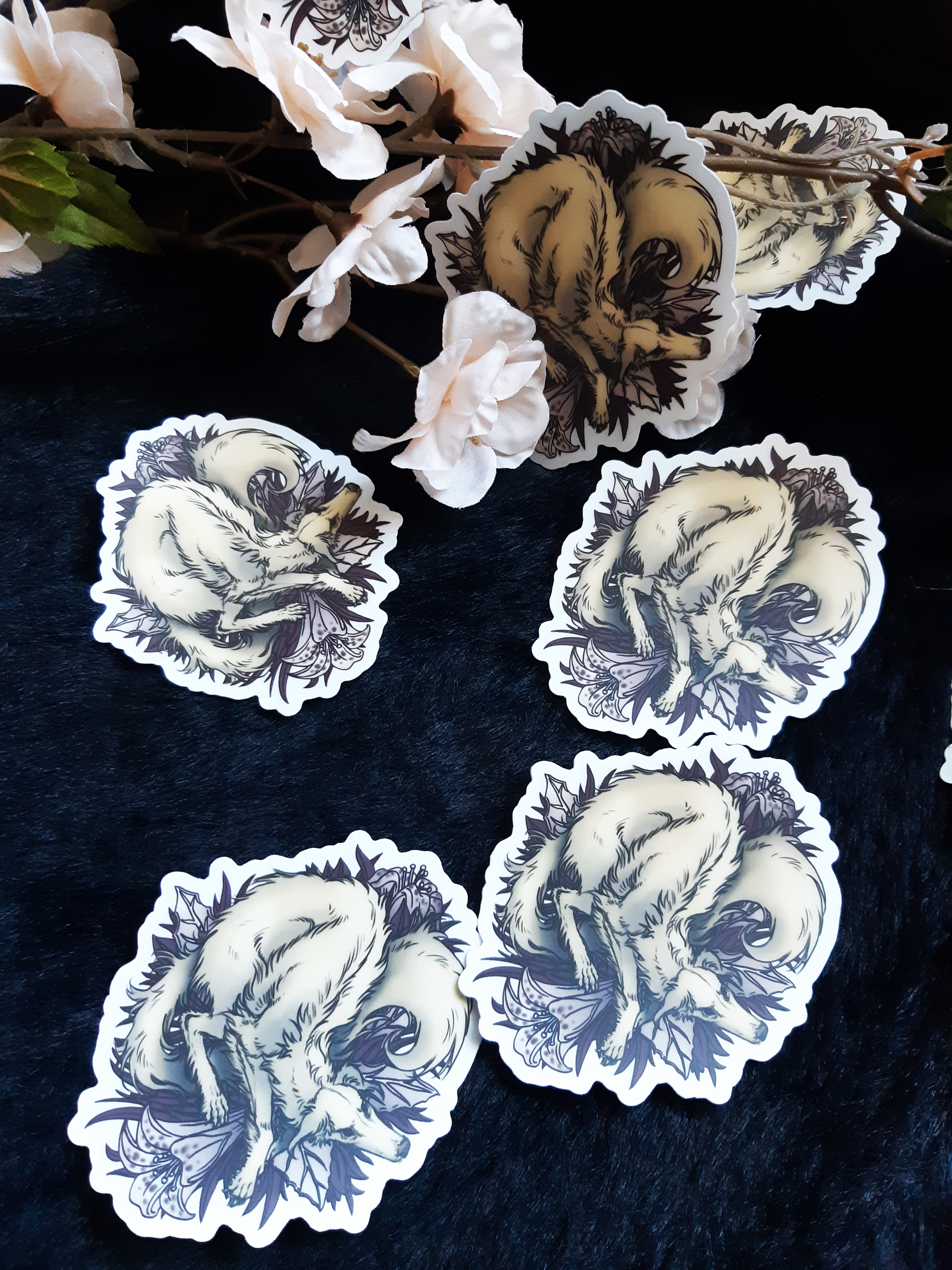 Borzoi Borzoi With Flowers Clear Vinyl Sticker