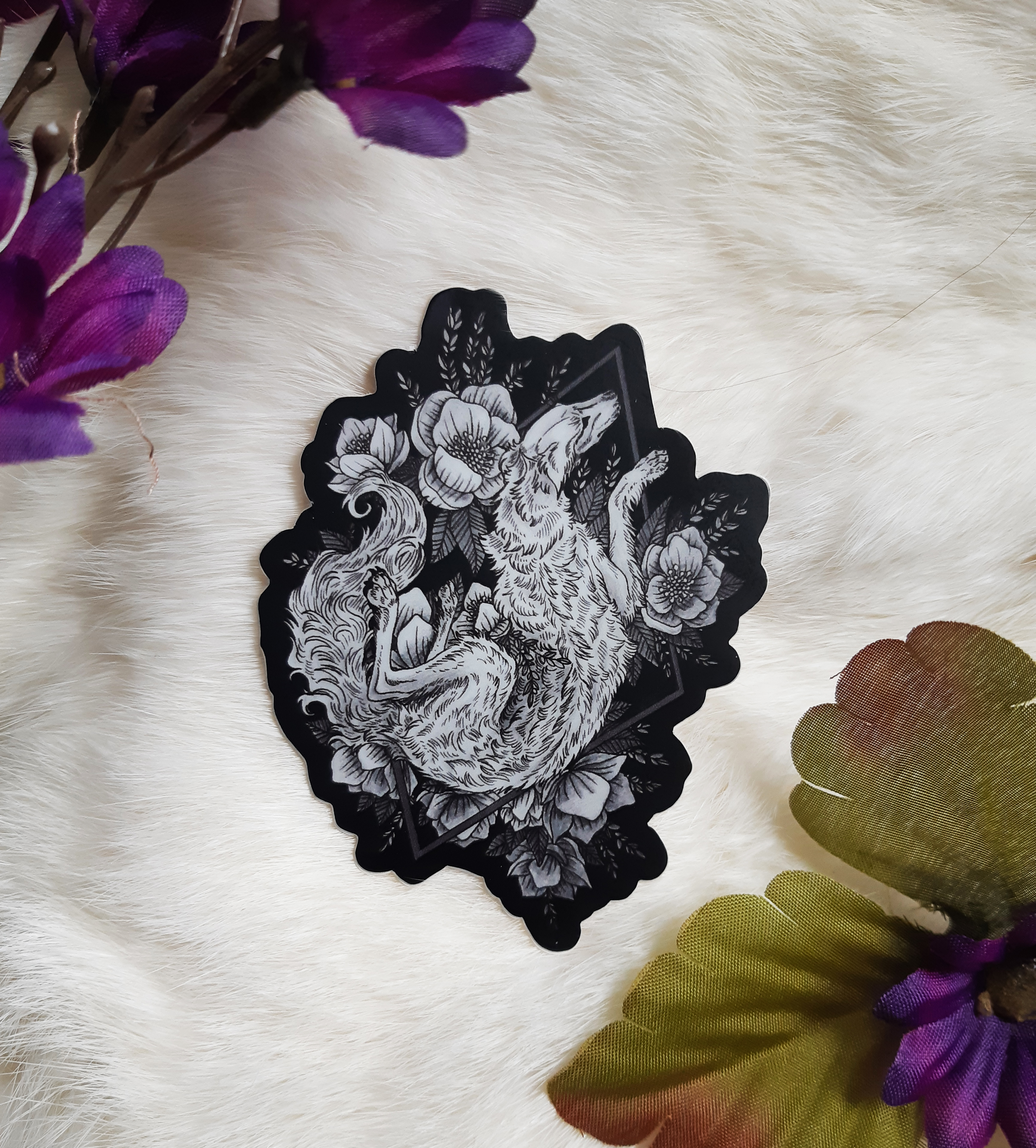 Borzoi & Flowers Vinyl Sticker