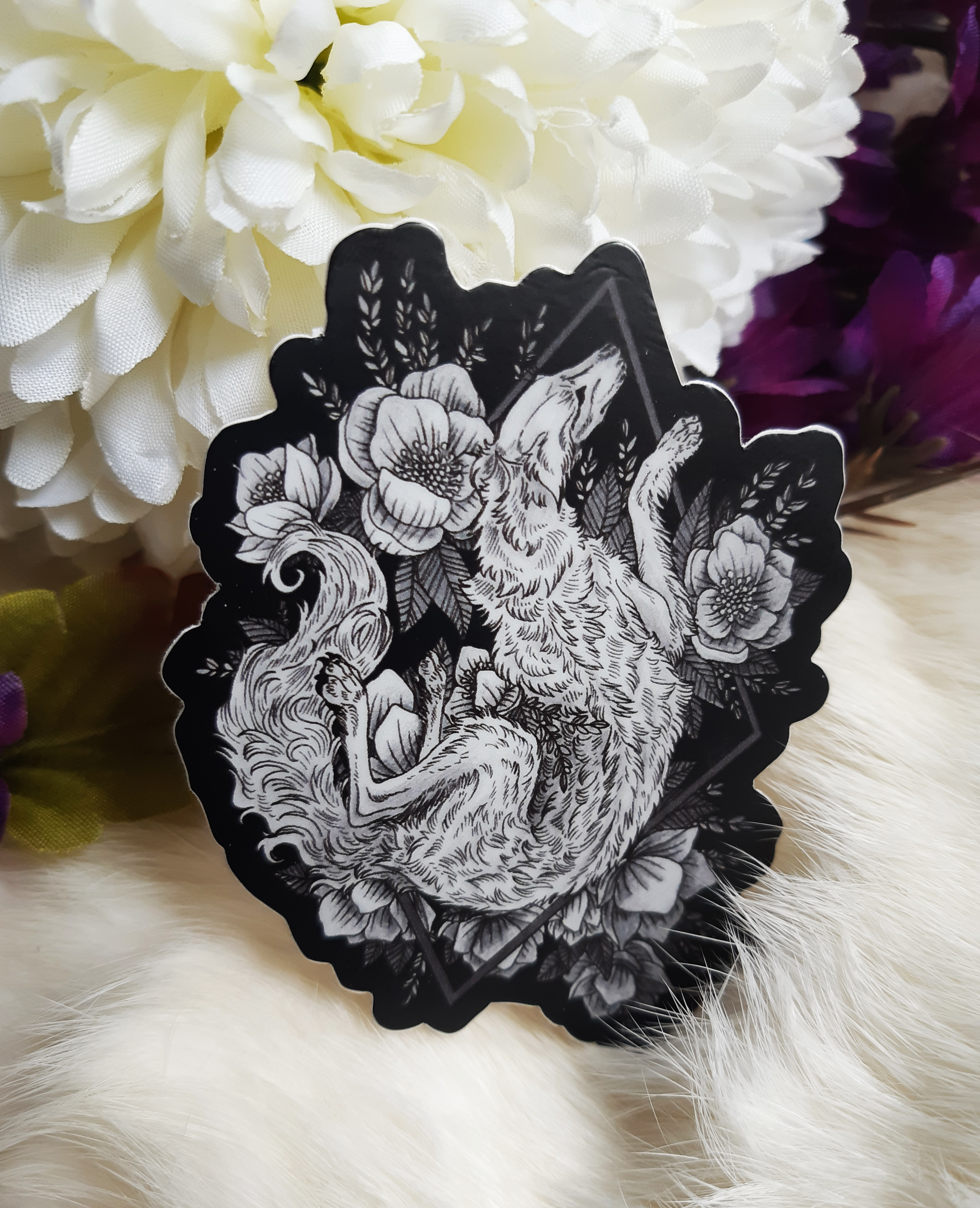 Borzoi & Flowers Vinyl Sticker