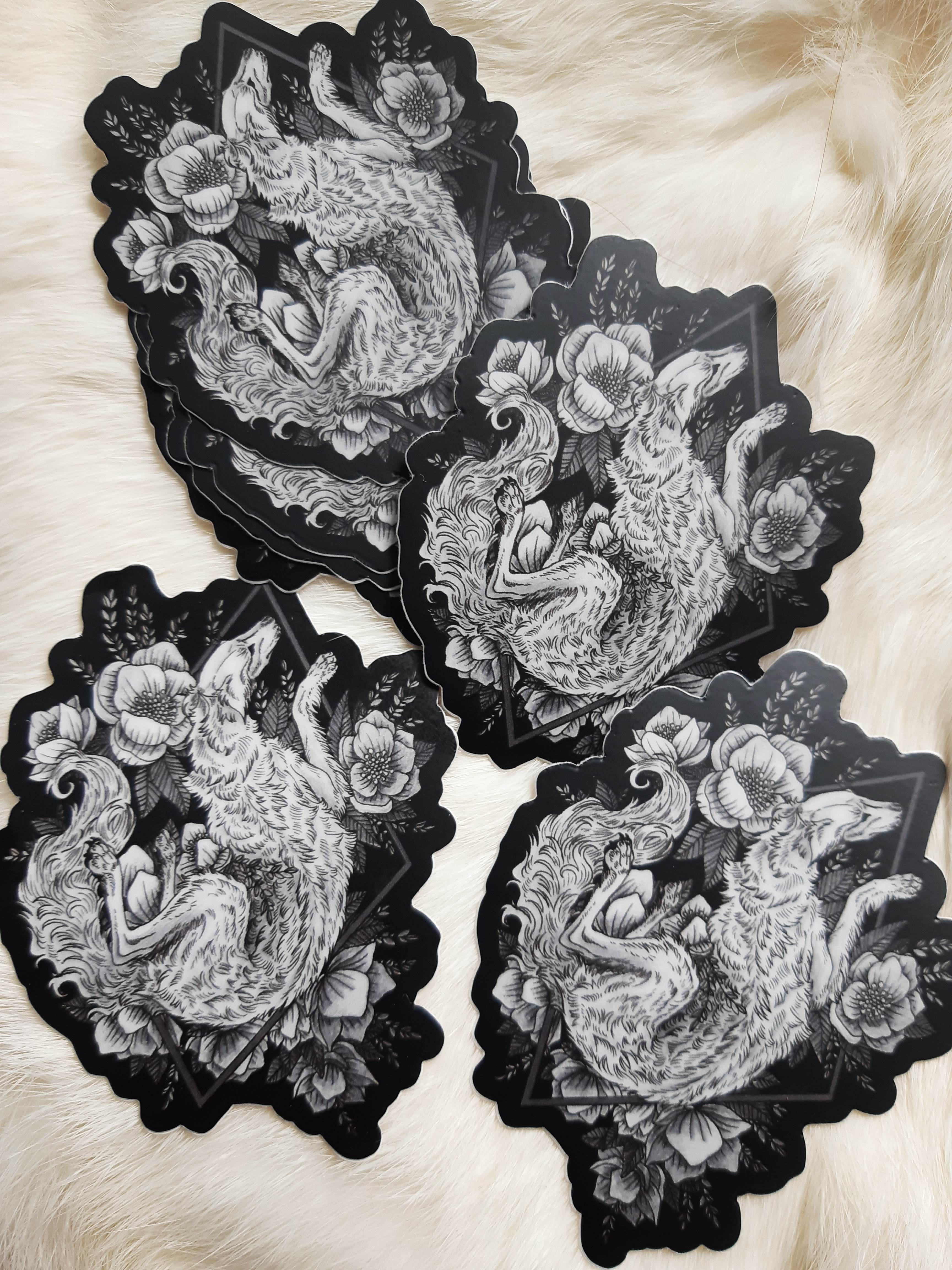 Borzoi & Flowers Vinyl Sticker