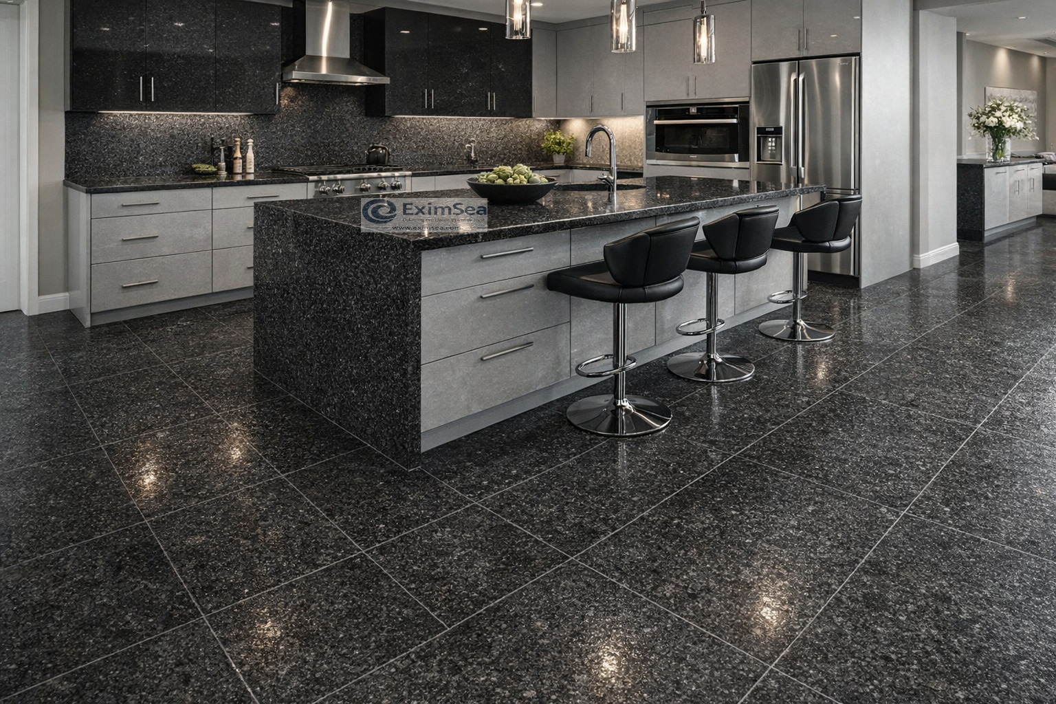 R Black Leather Granite