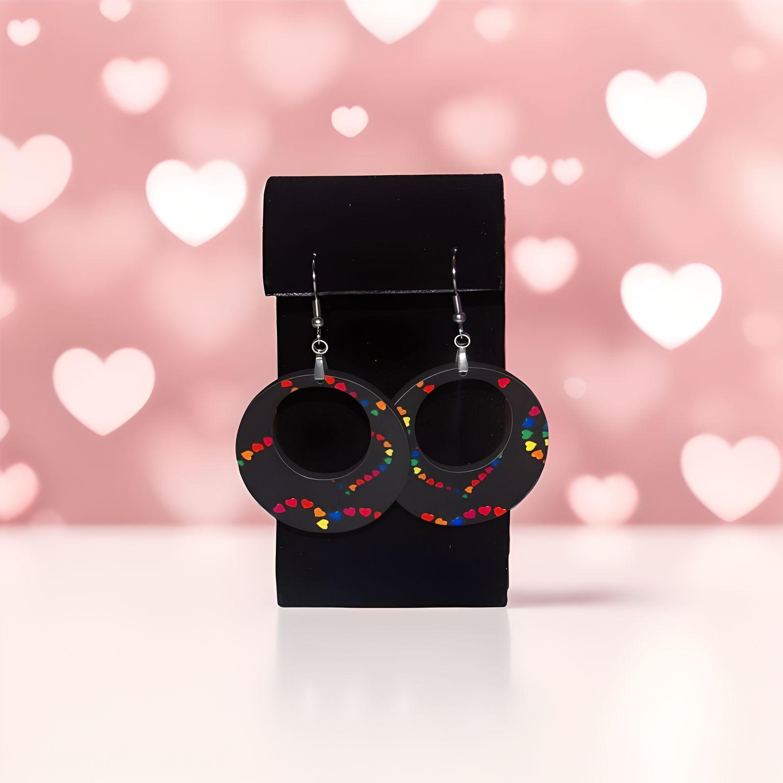 Colorful Round with heart Earrings