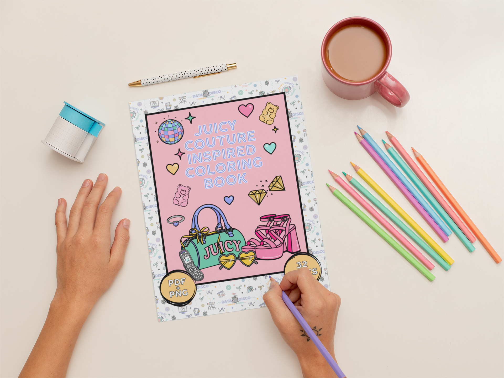 Juicy Couture Inspired Coloring Book | Glam Fashion, Beauty, Travel & Seasonal Pages for Adults