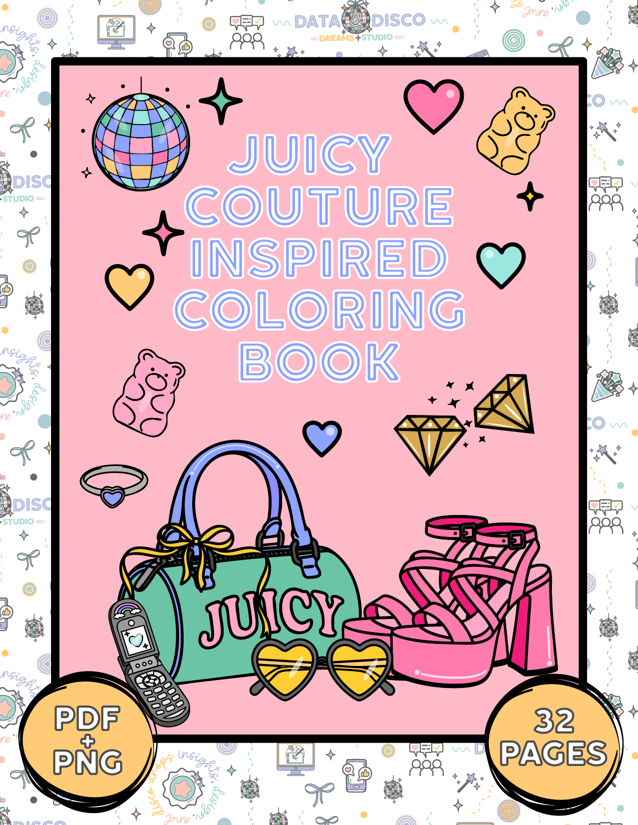 Juicy Couture Inspired Coloring Book | Glam Fashion, Beauty, Travel & Seasonal Pages for Adults