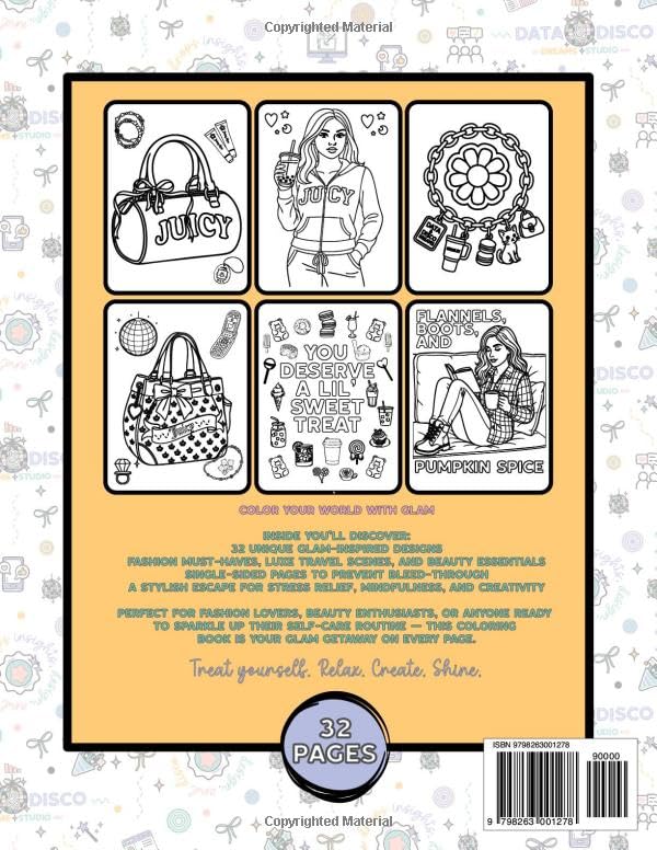PHYSICAL PRODUCT | READY TO SHIP | Glam Couture Coloring Book: 32 Fashion, Beauty, Travel & Self-Care