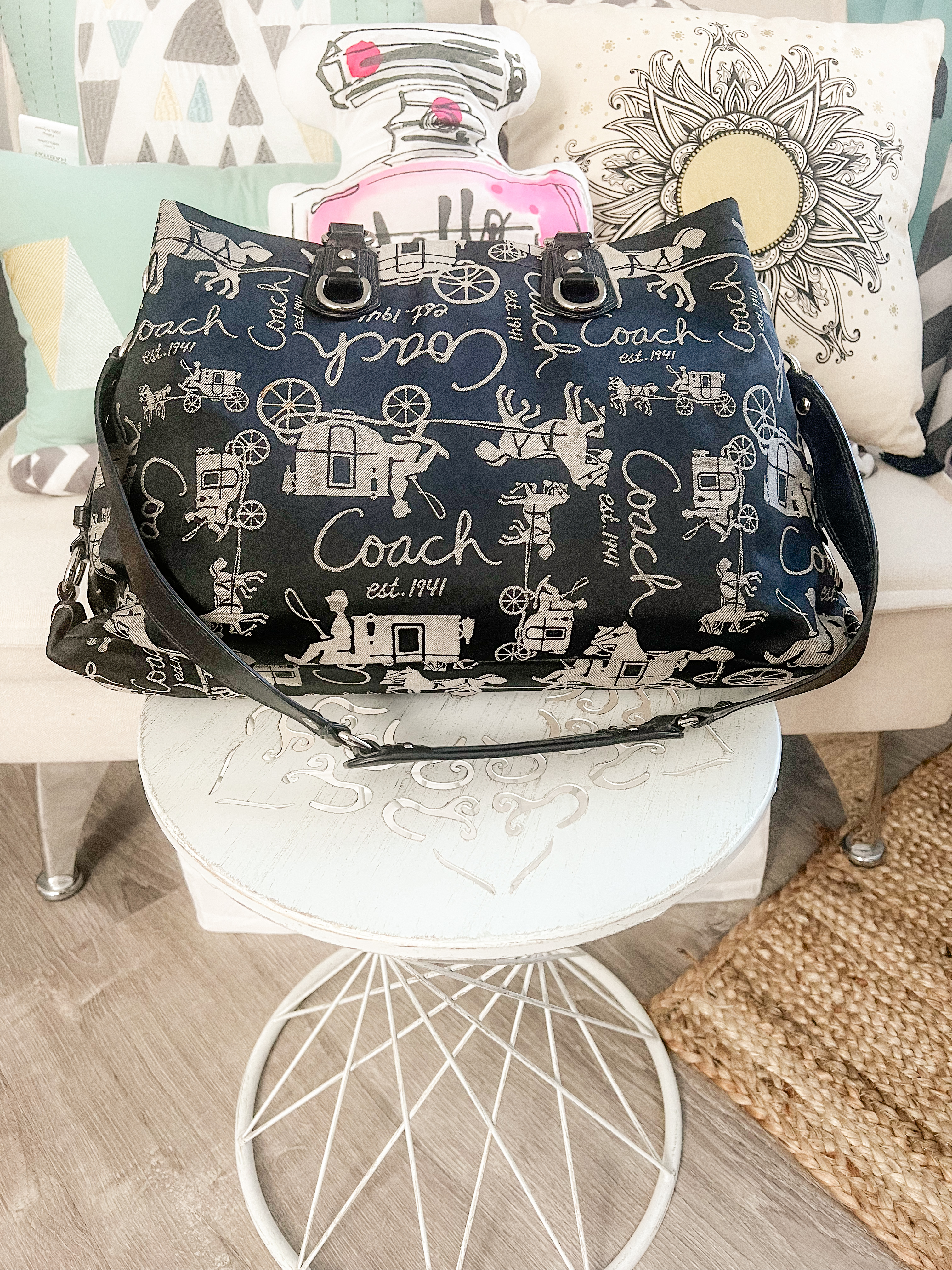 Coach Ashley Horse & Carriage Anniversary Carryall Shoulder Handbag