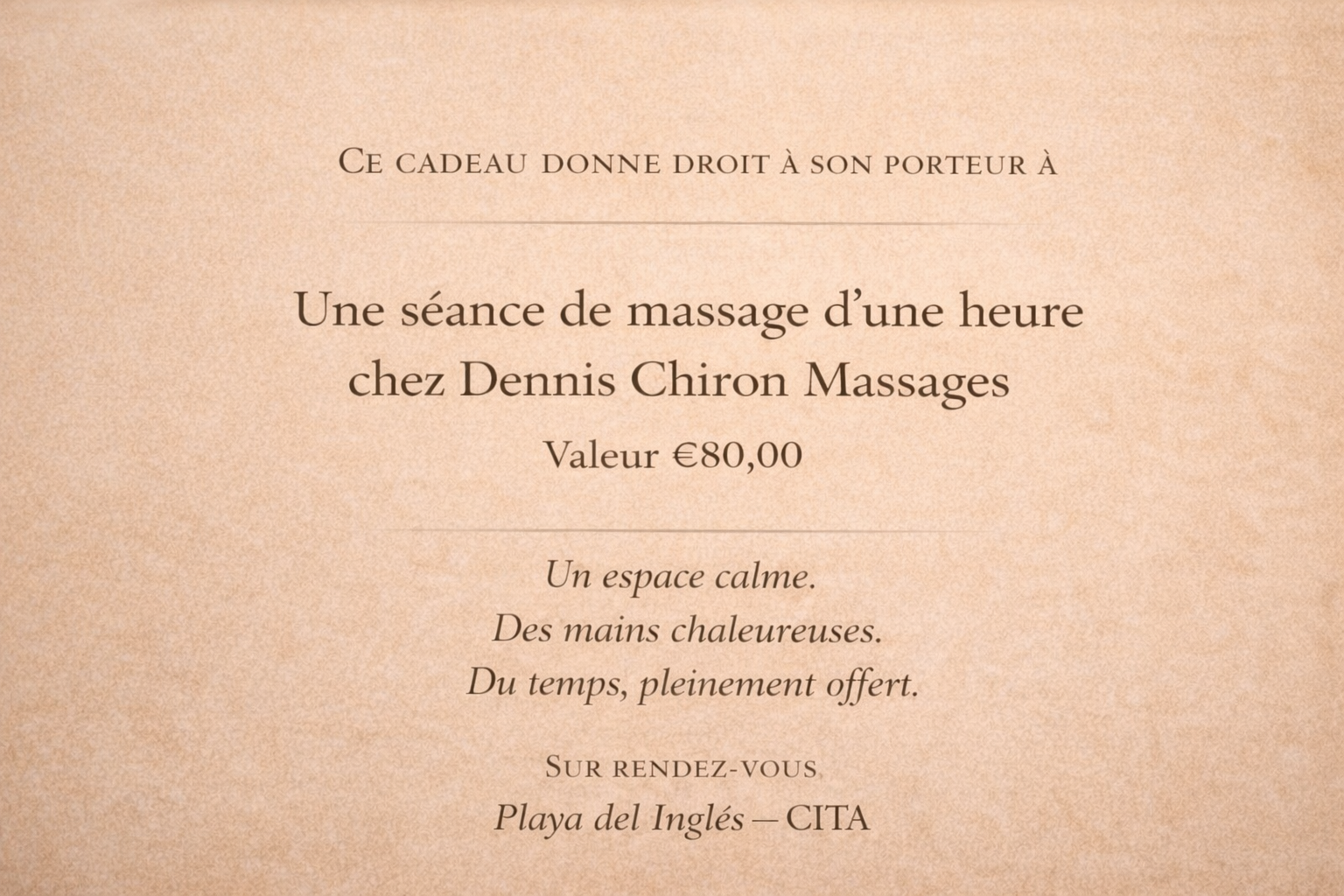 Carte Cadeau - Massage d’une heure (FR)