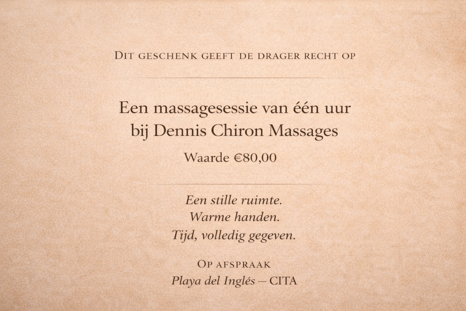Giftcard - Massage van één uur (NL)