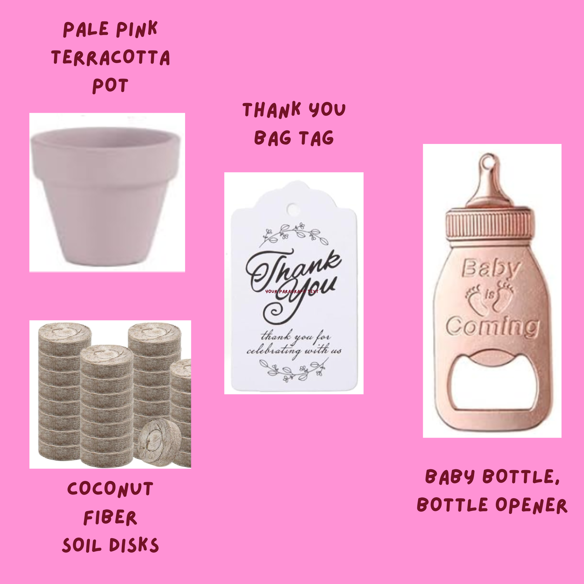 Baby Shower Pink Sunflower, Favor