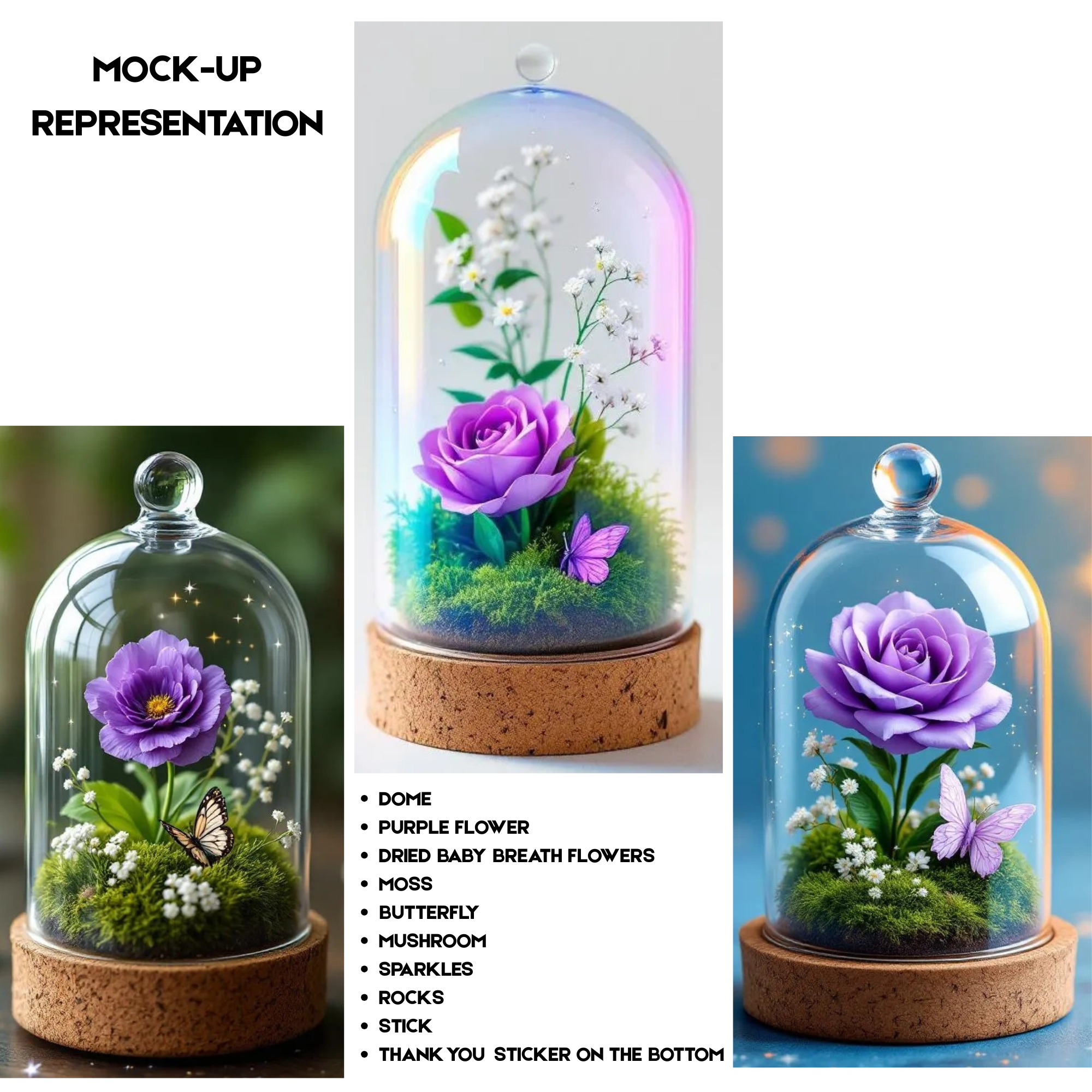 Mystical Purple Flower Dome Favor