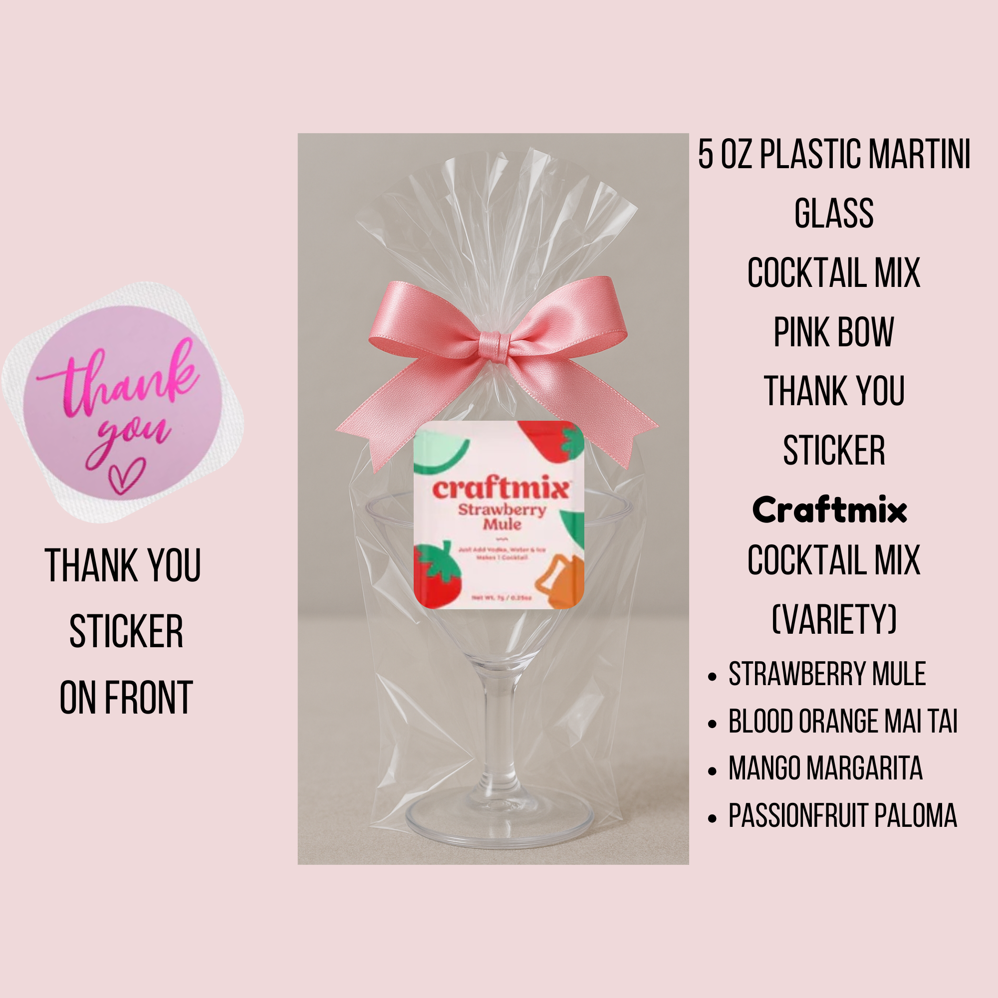Mini Martini Favor - Pink 