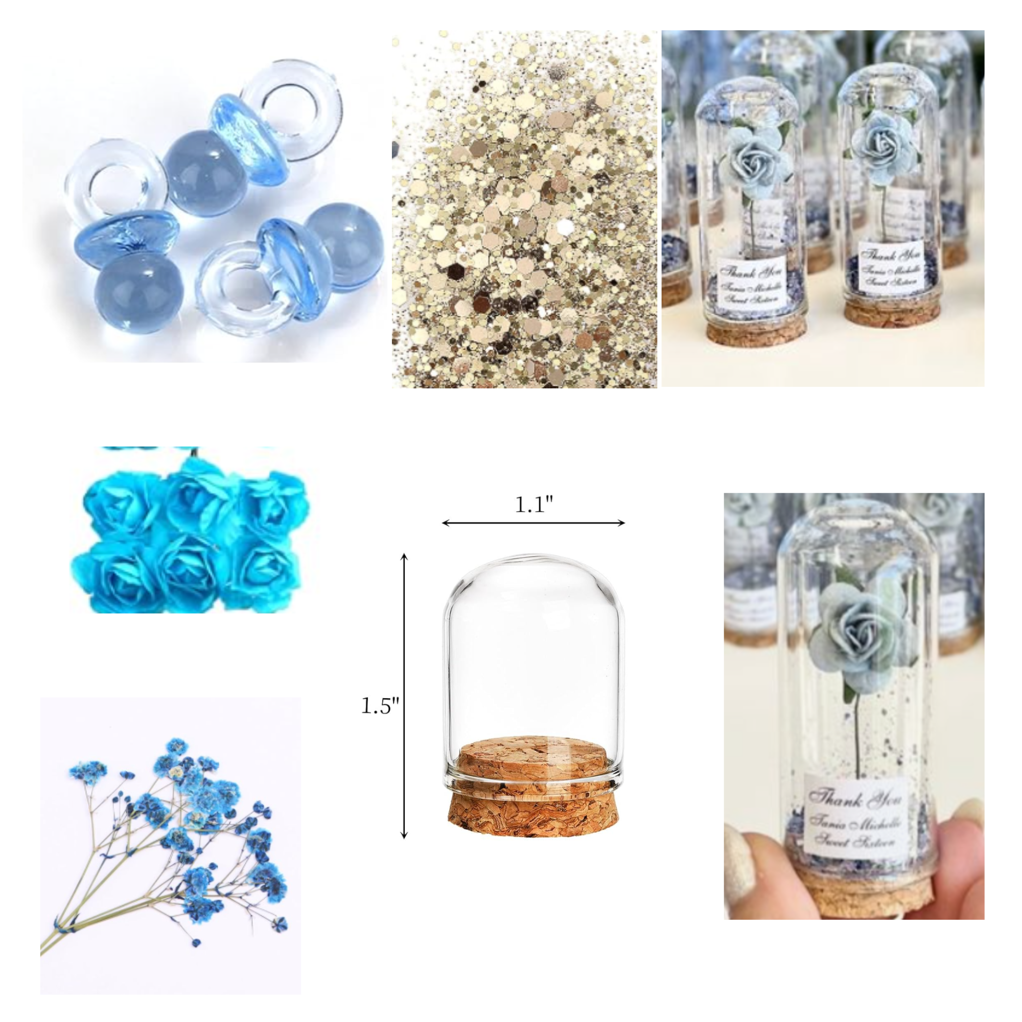 Boy Baby Shower Blue Flower Dome Favor