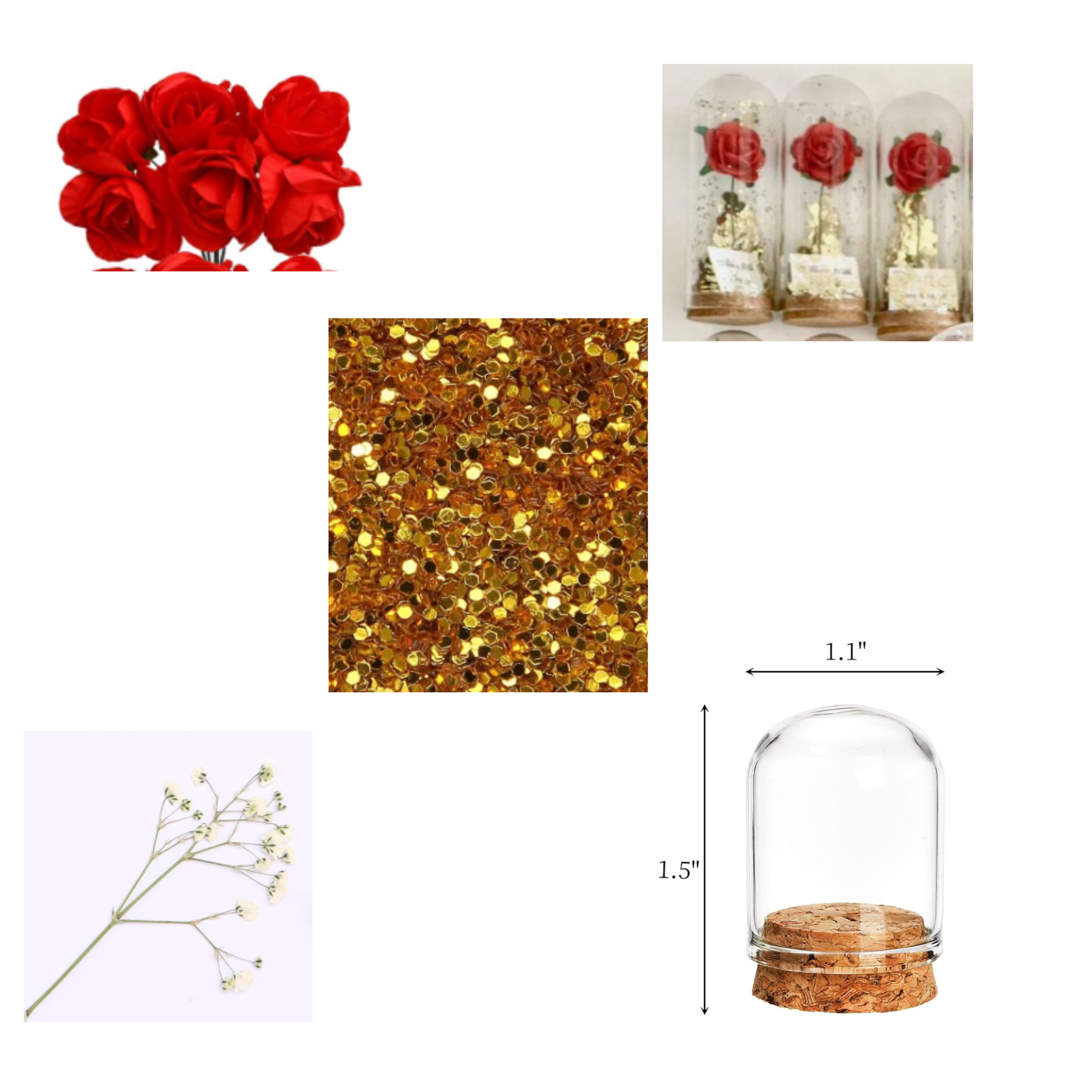Red Rose Flower Dome Favor