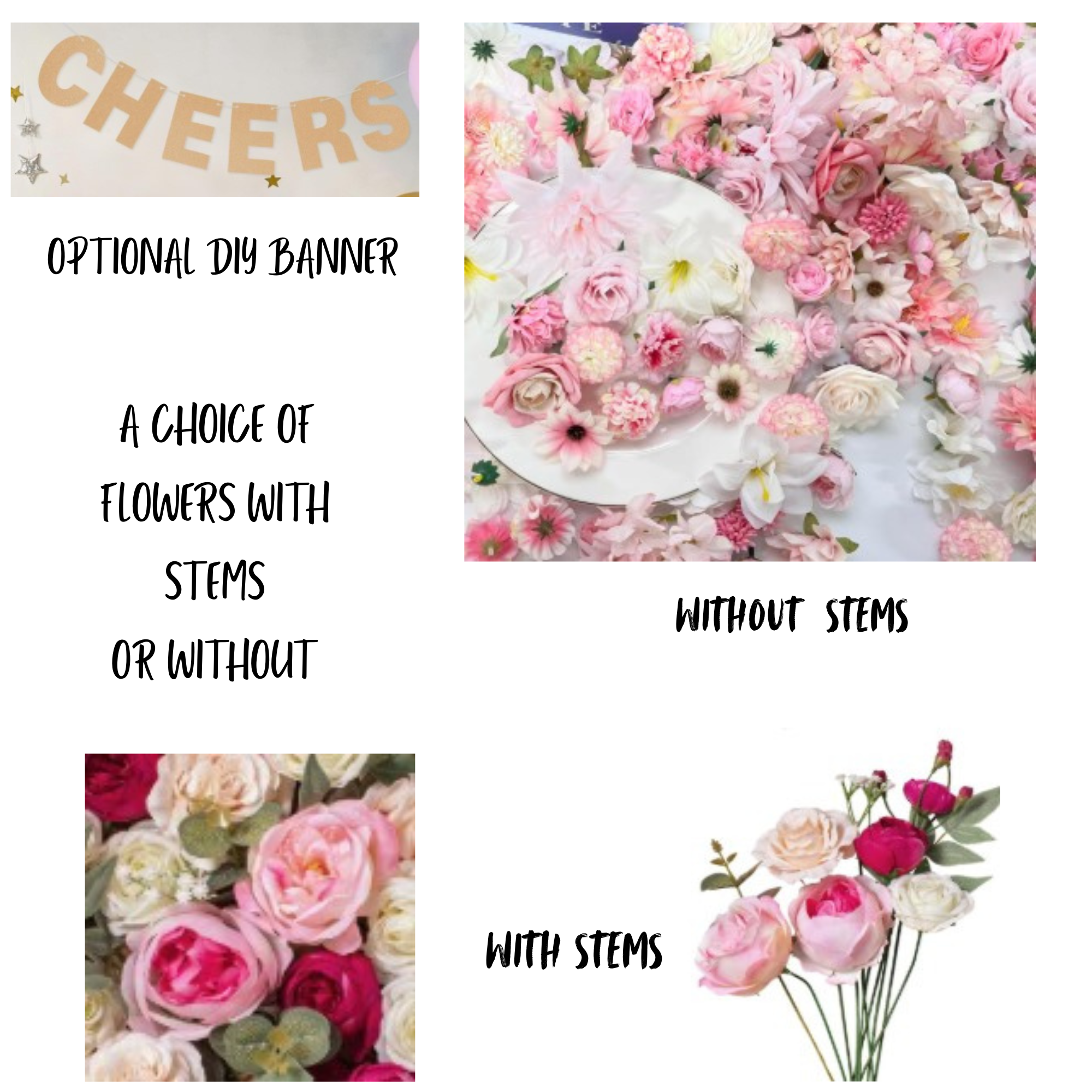 PINK Loose Flower Photo Arch with Ring light stand