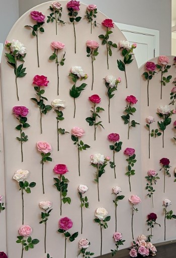 PINK Loose Flower Photo Arch with Ring light stand