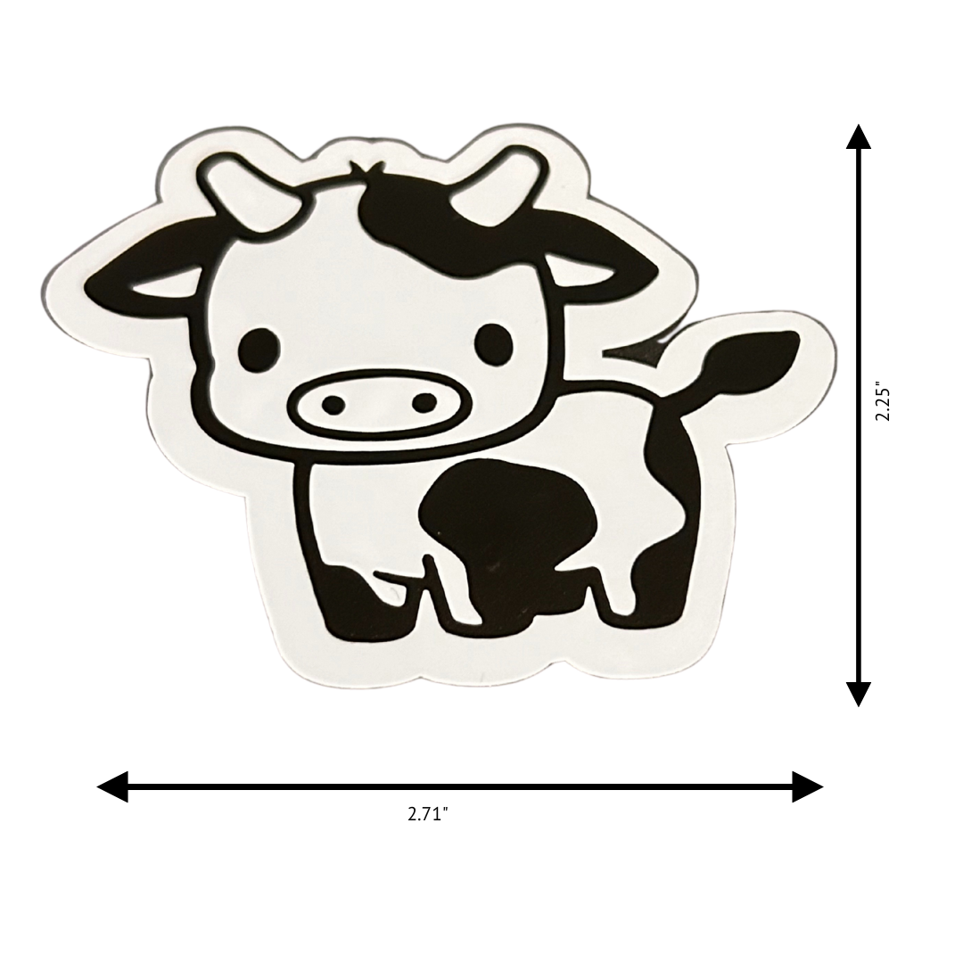 5-Pack Handmade Cow Stickers – Layered Permanent Vinyl | Black & White | 2.71" x 2.25"