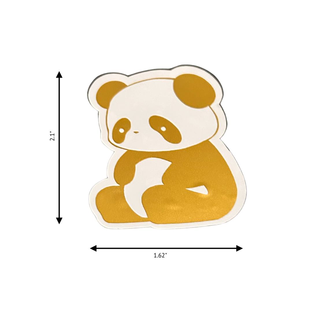 5-Pack Handmade Panda Stickers – Gold & White | Layered Permanent Vinyl | 1.62" x 2.1"