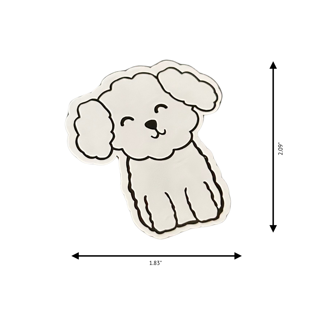 5-Pack Handmade Dog Stickers – Black & White | Layered Permanent Vinyl | 1.83" x 2.09"