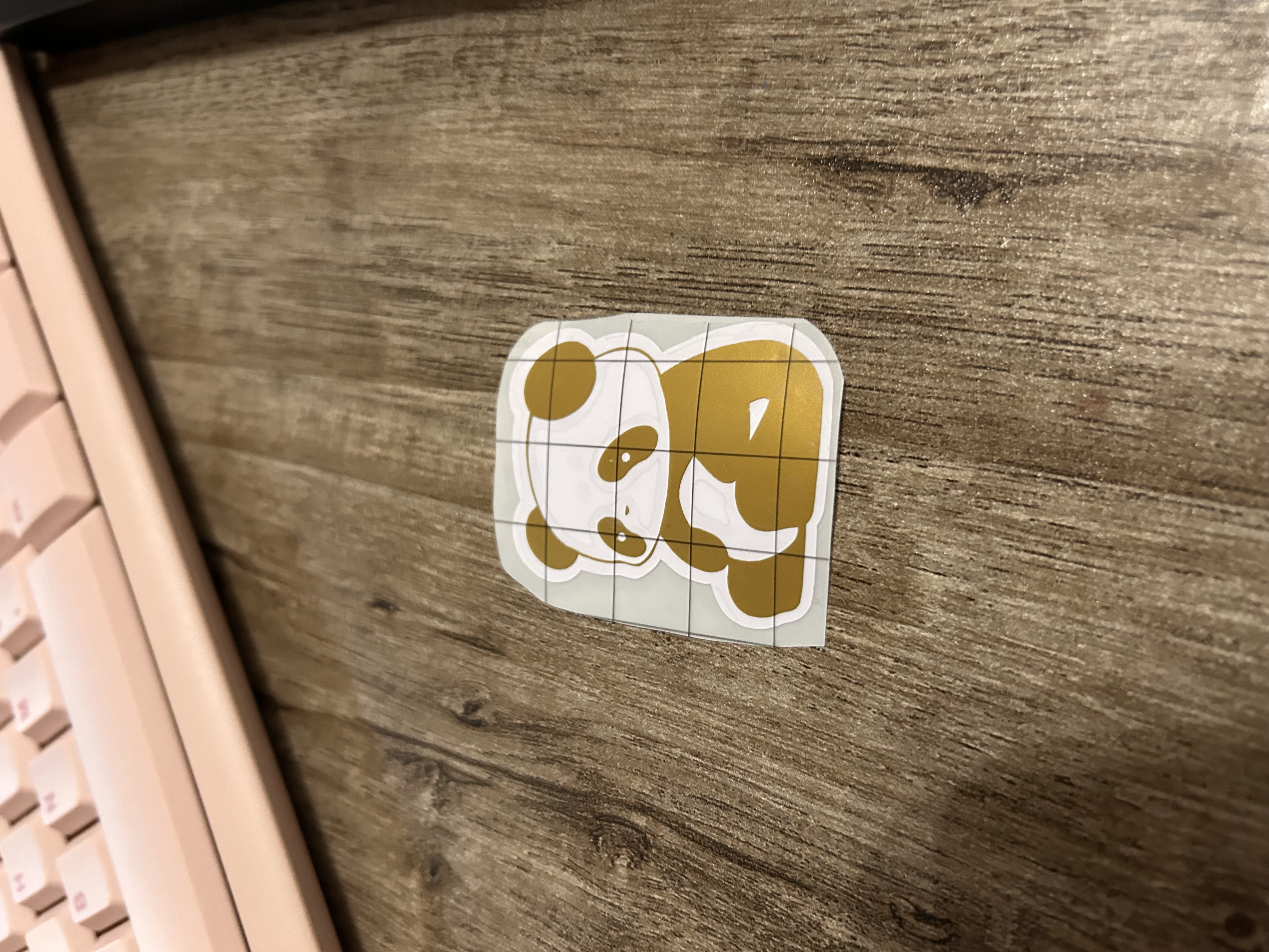 5-Pack Handmade Panda Stickers – Gold & White | Layered Permanent Vinyl | 1.62" x 2.1"