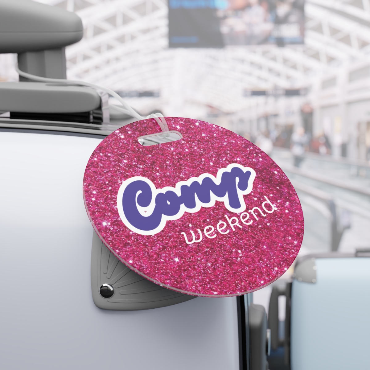 Round Glittery Luggage Tags for Stylish Travel, Cheer Travel Accessories, Competition Travel Tags, Glittery Tags for Baggage