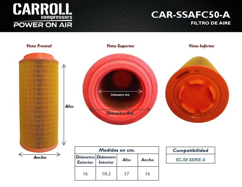 Filtro de Aire para Compresor de Tornillo de la serie S