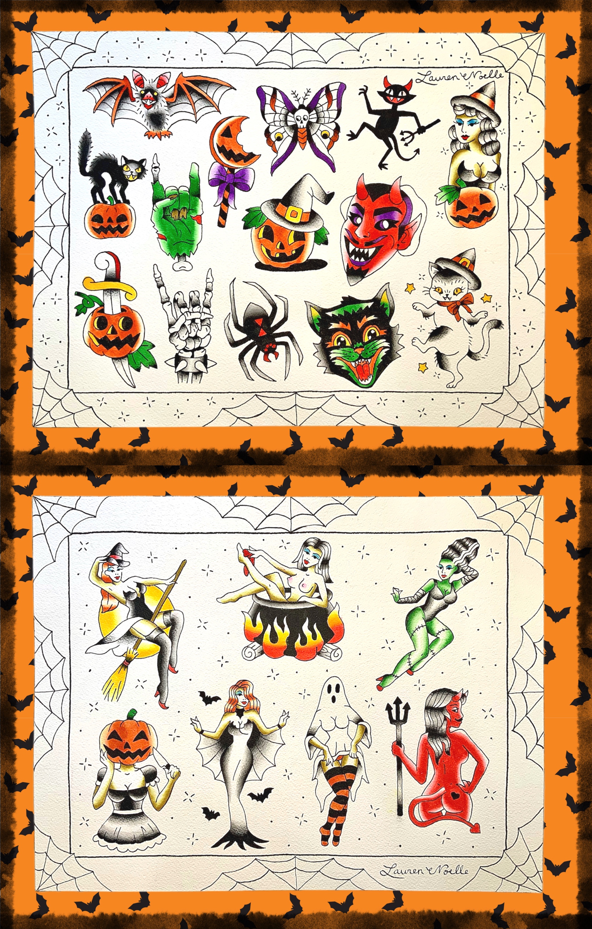Halloween Tattoo Flash Prints