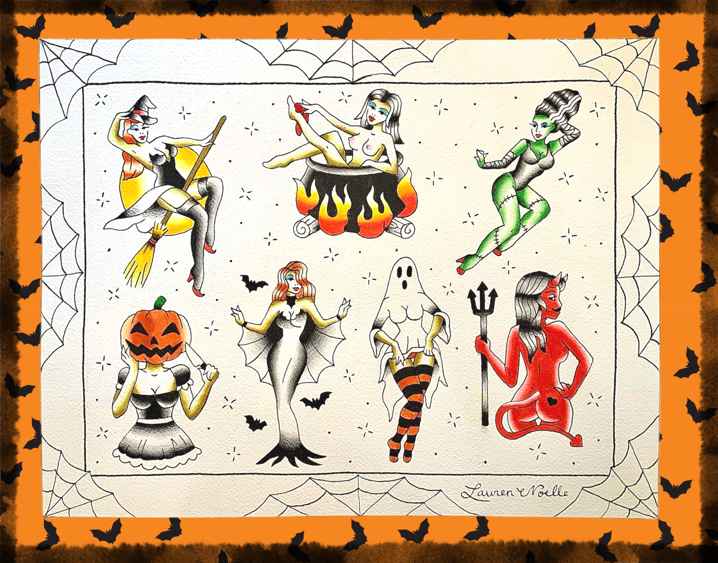 Halloween Tattoo Flash Prints