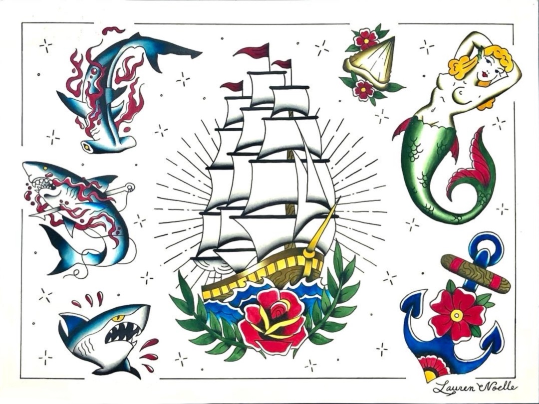 American Traditional Tattoo Flash Prints
