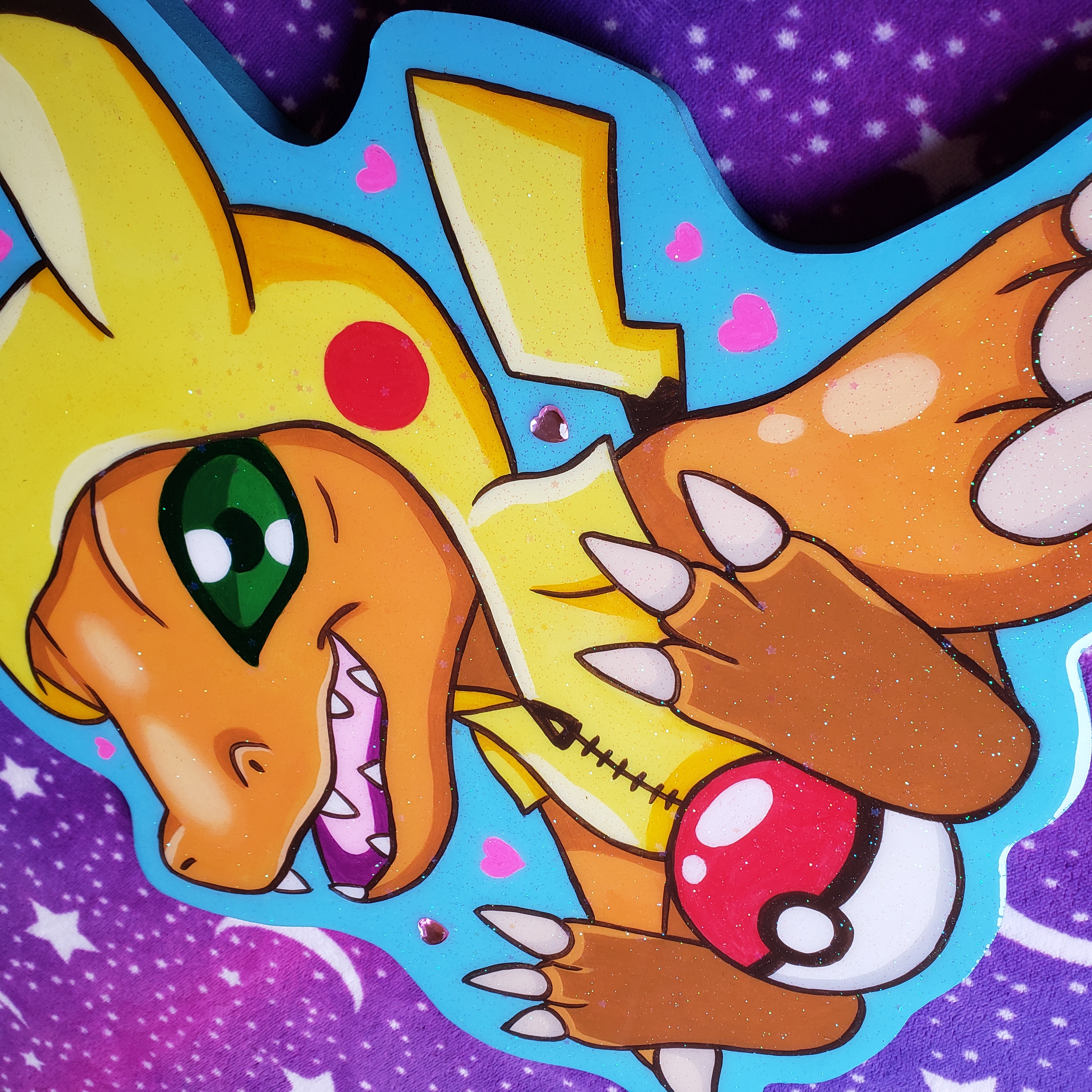 Pikachu x Agumon Original Painting