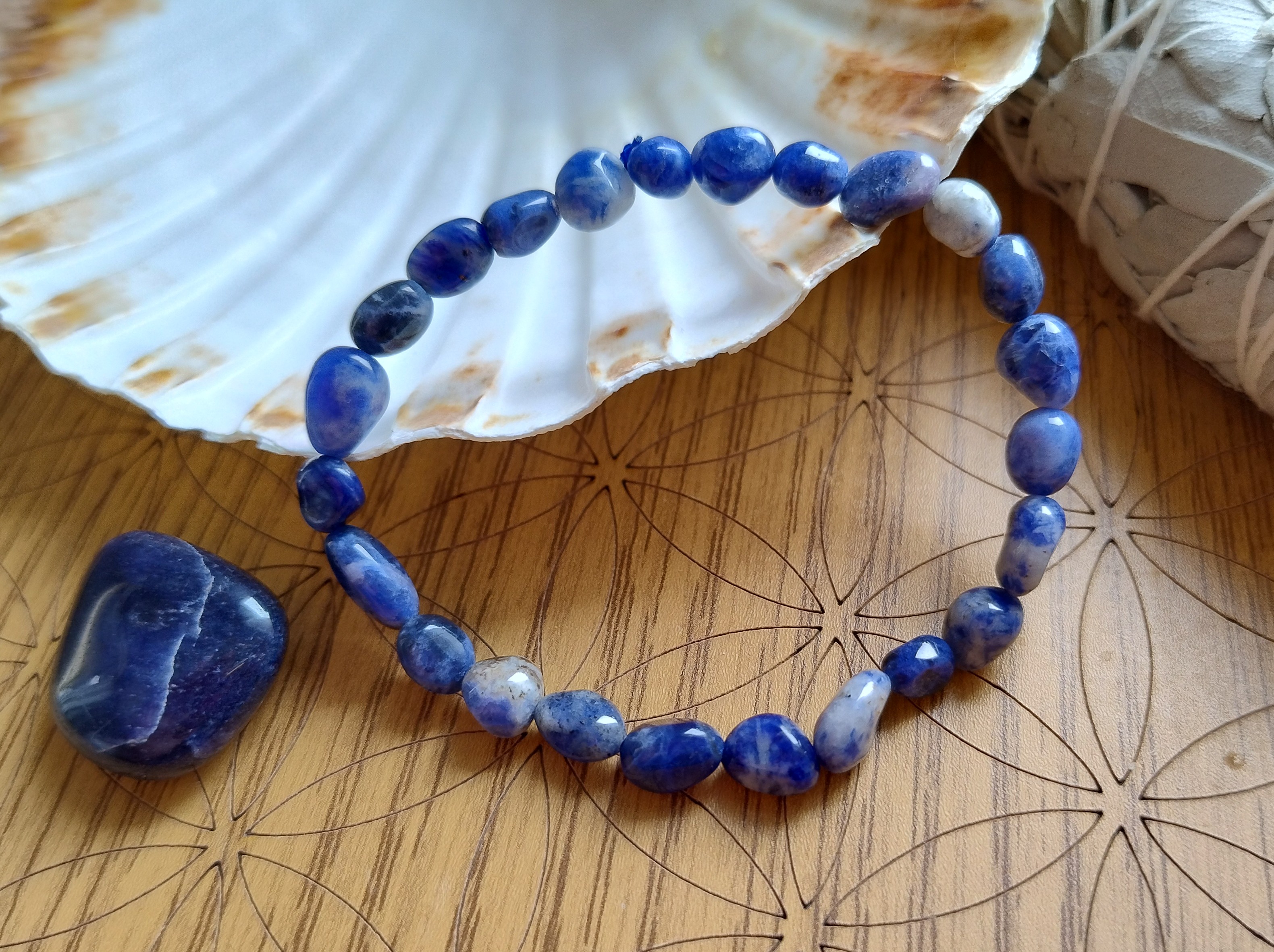 Bracelet pierres roulées Sodalite