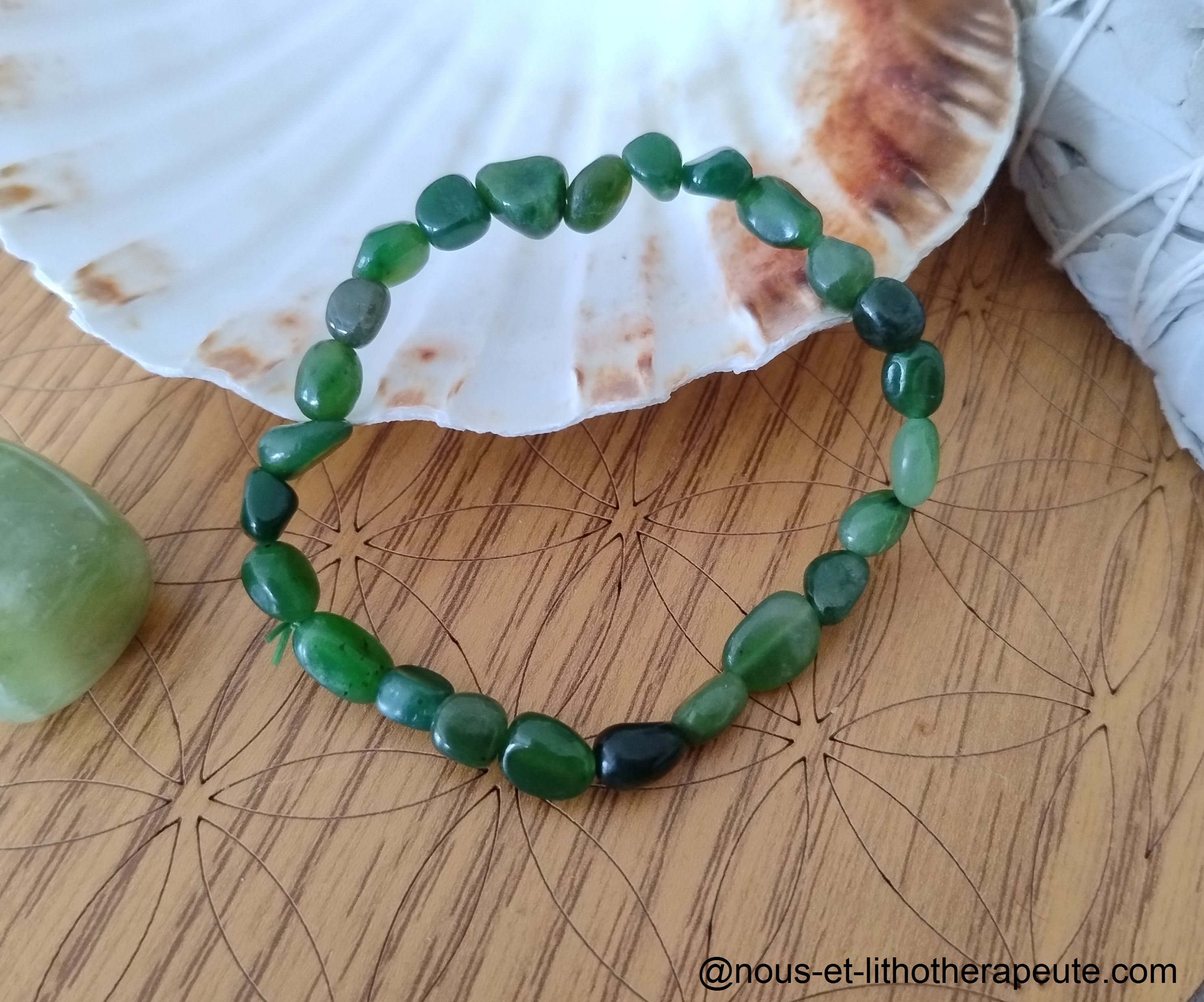 Bracelet pierres roulées Jade néphrite