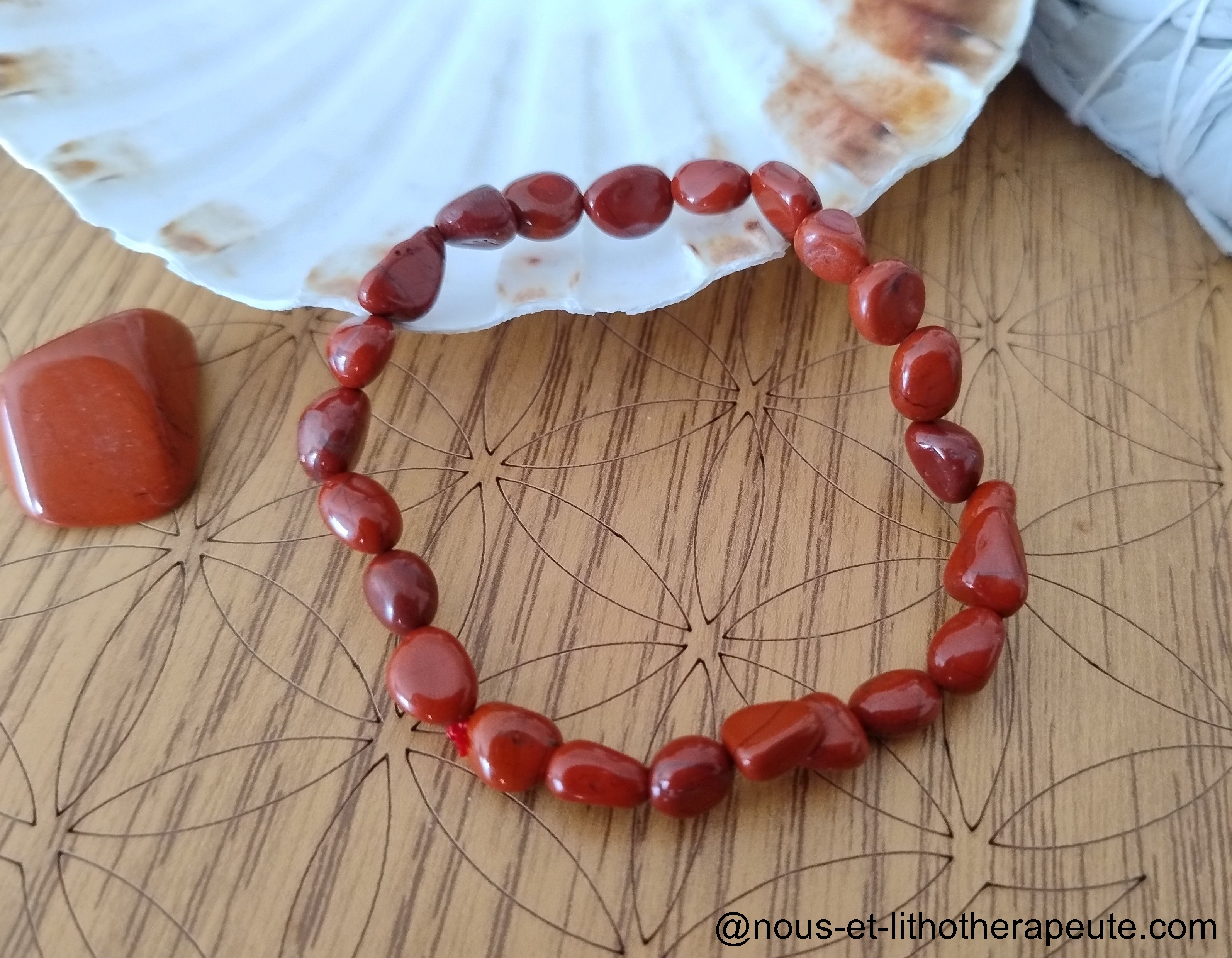 Bracelet pierres roulées Jaspe rouge