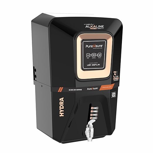 Pure N Sure Hydra 15L RO Water Purifier | UV + UF + Copper + Zinc + Alkaline Technology | Wall-Mountable | Ideal for Home Use